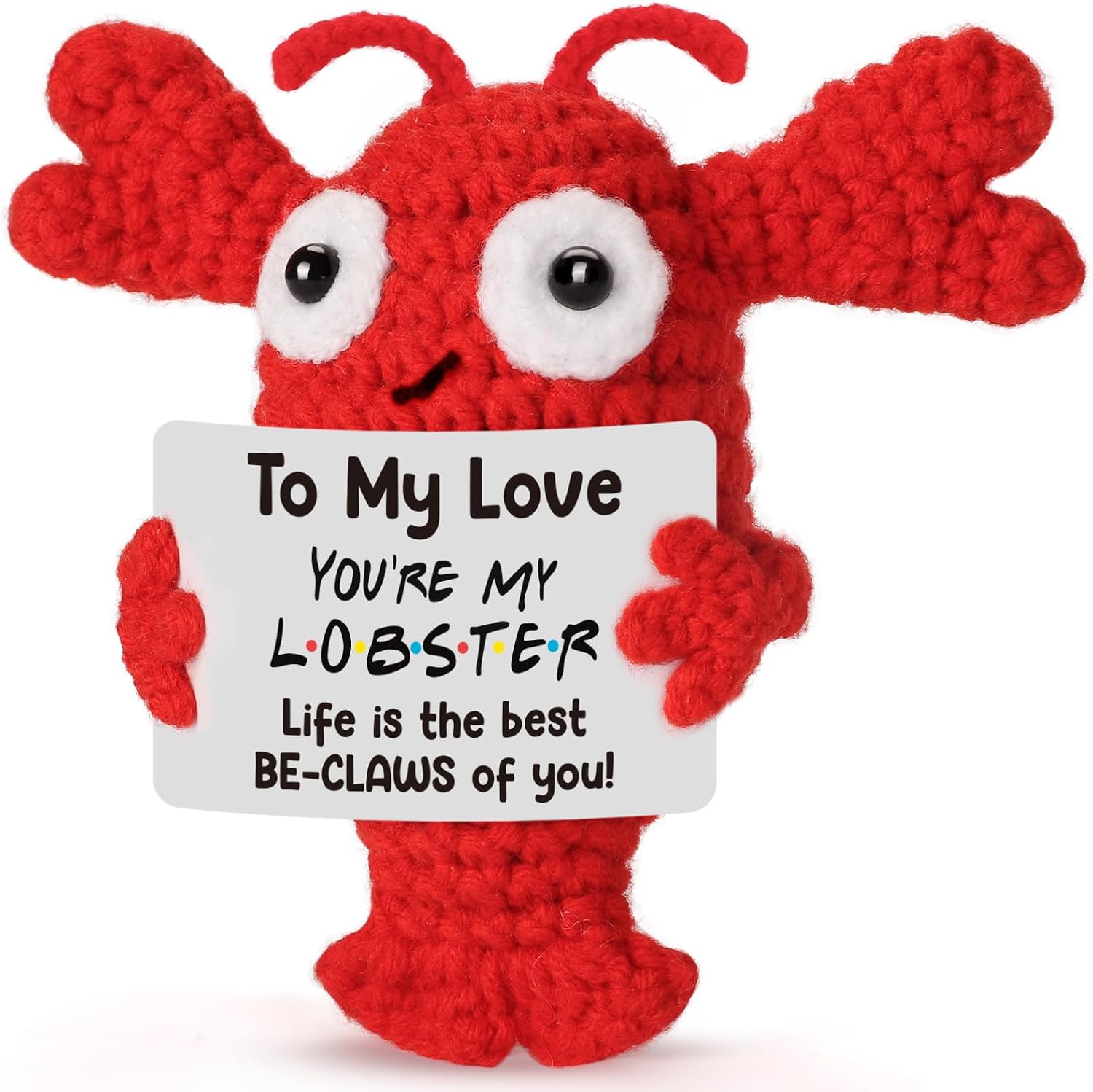 Funny Fathers Day Crochet Lobster Gifts for Husband Boyfriend - Ideal from Wife - I Love You Gift for Her Him Grilfriend Couples, Valentines Day Present for Women Men