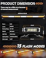 Vista 5 de CO LIGHT Barra de luz estroboscópica LED de 43 pulgadas, 108 chips de alta luz, intensidad intermitente de doble cara, luz estroboscópica