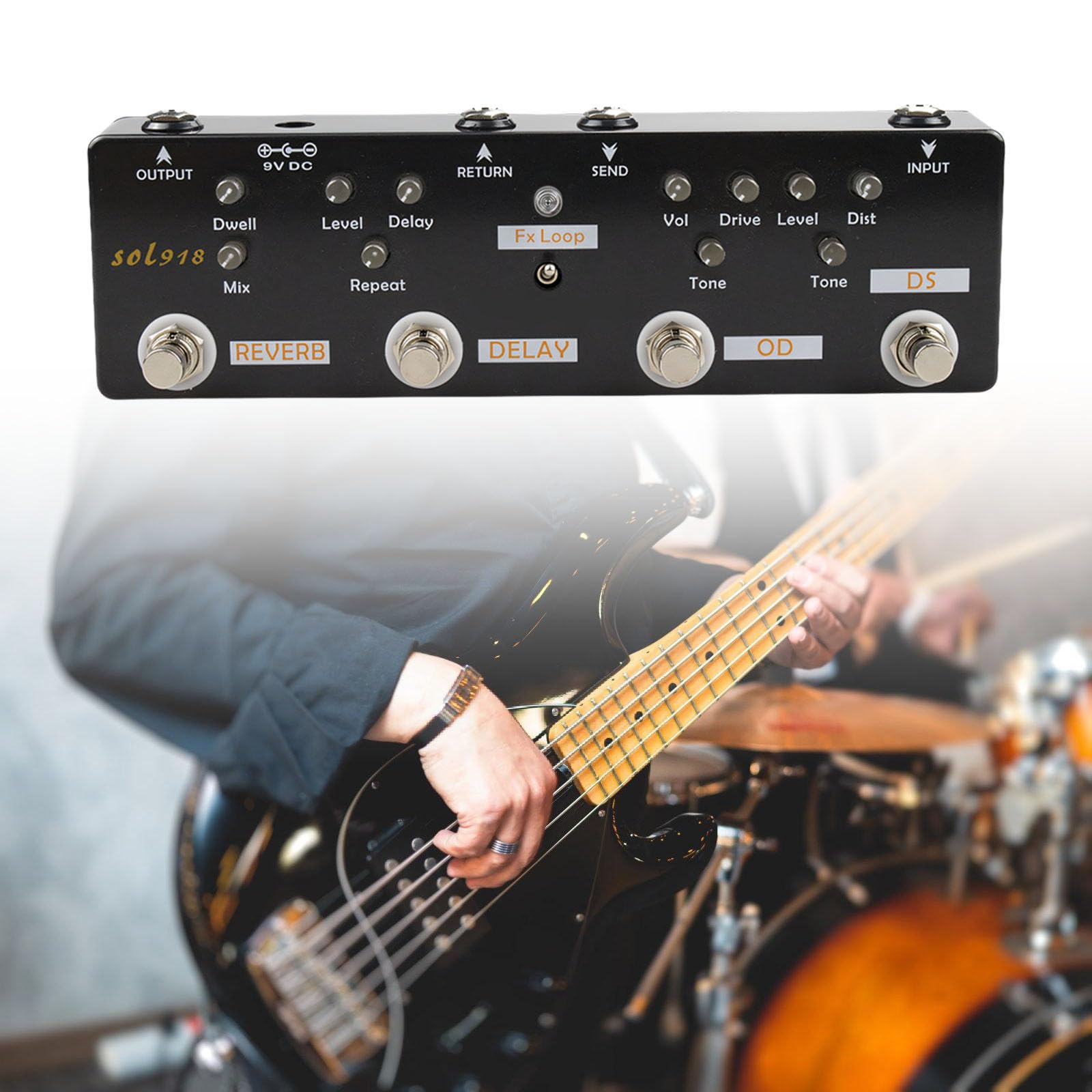 Pedal potenciador de señales de guitarra de metal negro adecuado para pastillas pasivas y conexión de cable largo sin pérdida de tono, efector de repuesto de guitarra