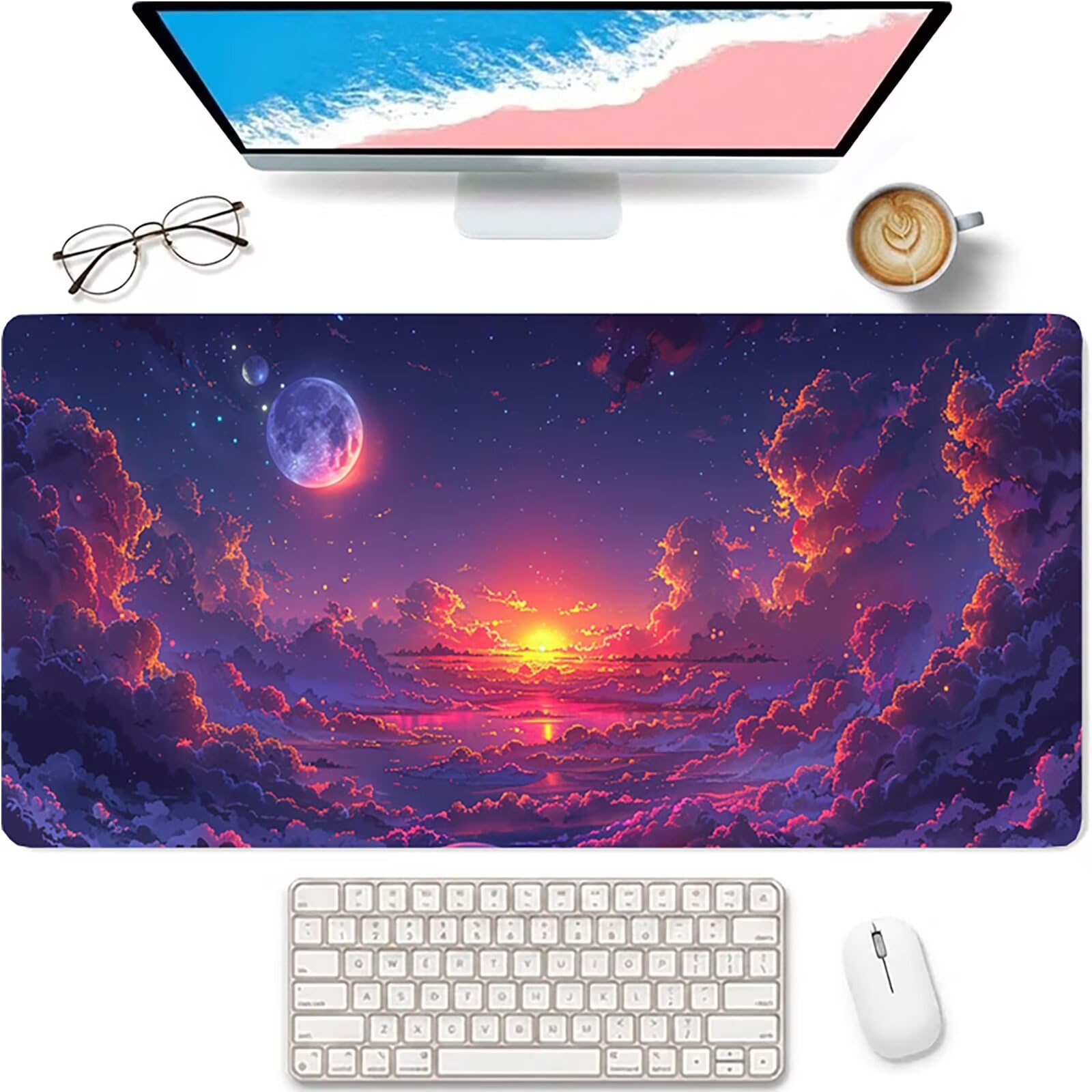 Azul Alfombrilla Ratón XXL 1600x800x3mm, Atardecer Mouse Pad 1-5924 | Alfombrilla Ratón Gaming Mejora la Precisión y la Velocidad, Alfombrilla Escritorio para Jugadores de PC, Oficina