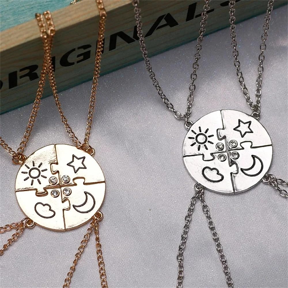 Collana con pezzi di puzzle in argento sterling 925 per donne e uomini, ciondolo stella nuvola sole luna 2/3/4/5 pezzi, collana Millennium, coppia