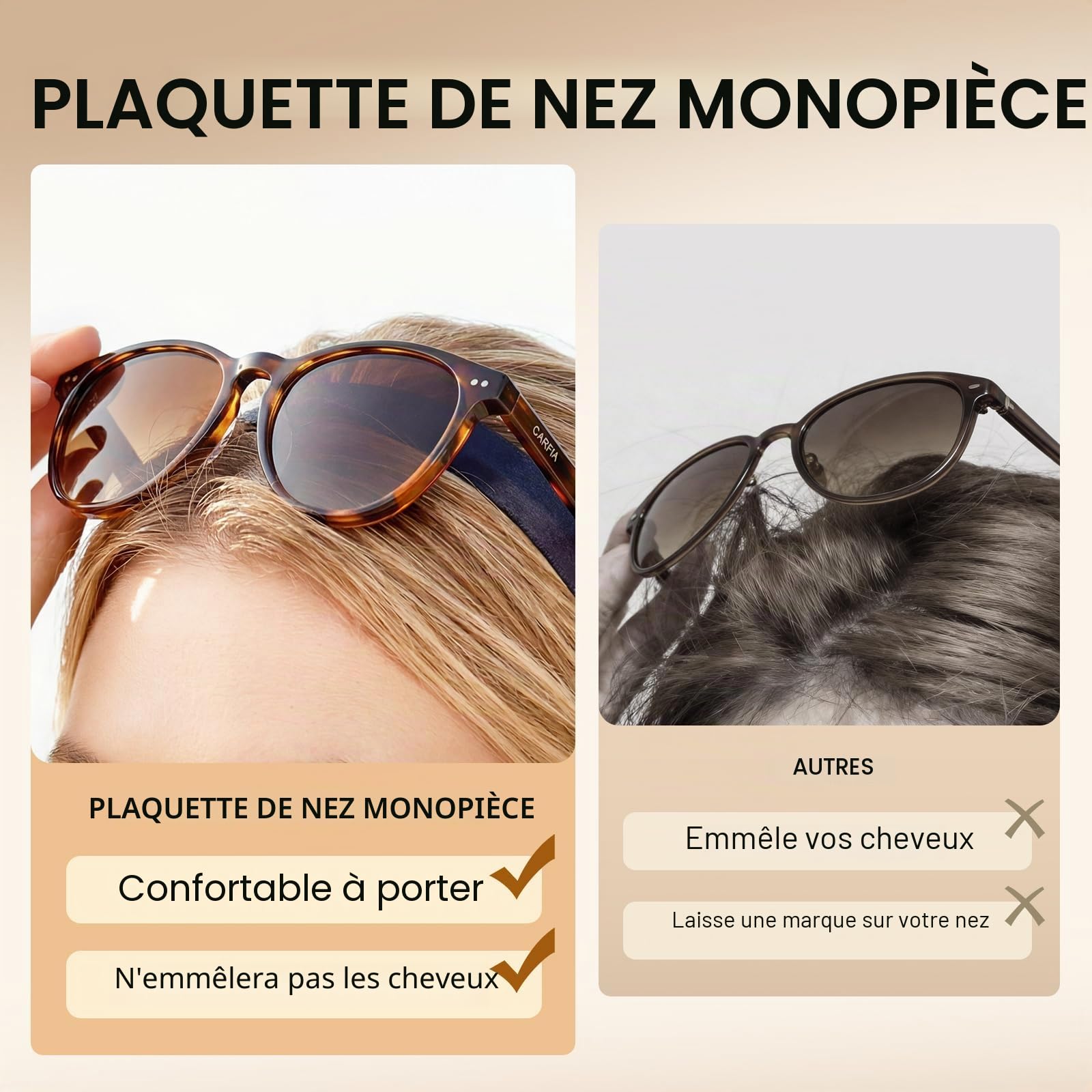 Carfia Lunettes de soleil rétro pour femmes polarisées UV400 protection Petit visage acétate Lunettes de soleil CA5286