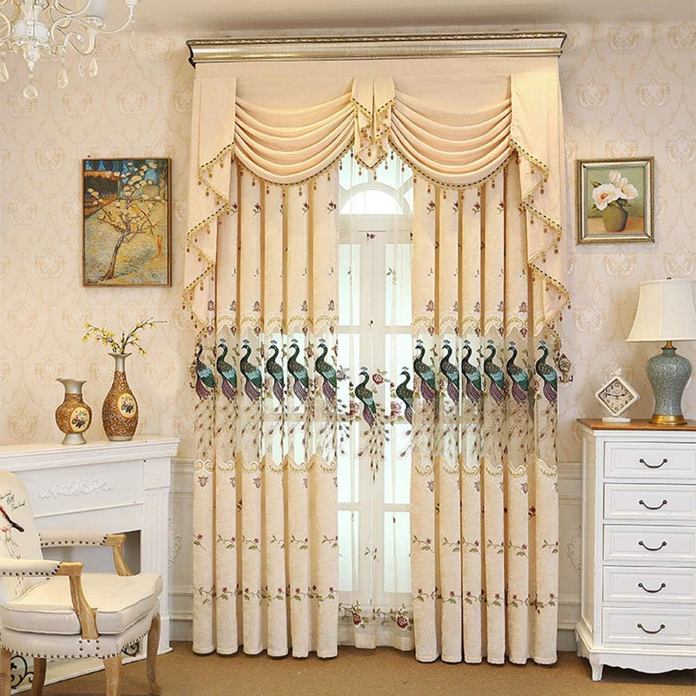 Tulle Shading Materials Room Darkening Living Room Bedroom Grommet 2 Pieces-Beige Curtains_3.5×2.7(W×H)×2