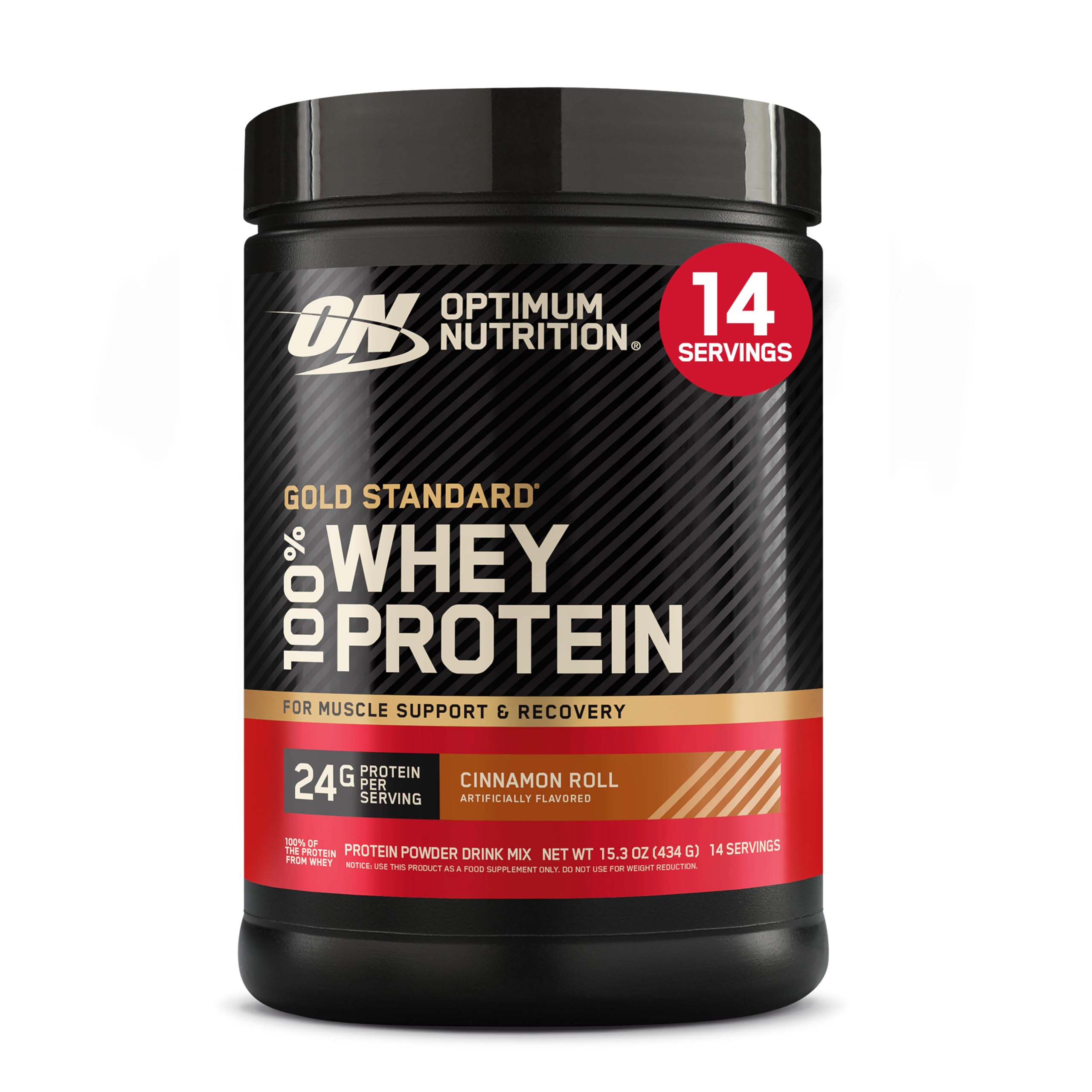 Optimum Nutrition Gold Standard Whey Protein Powder, Cinnamon Roll, 1 LB