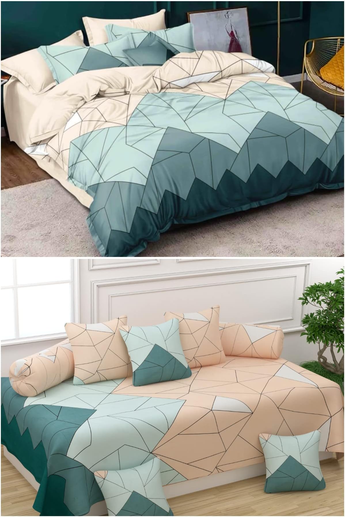 VAS COLLECTIONS Prime Combo Pack of 4 Double Bedsheets with 8 Pillow