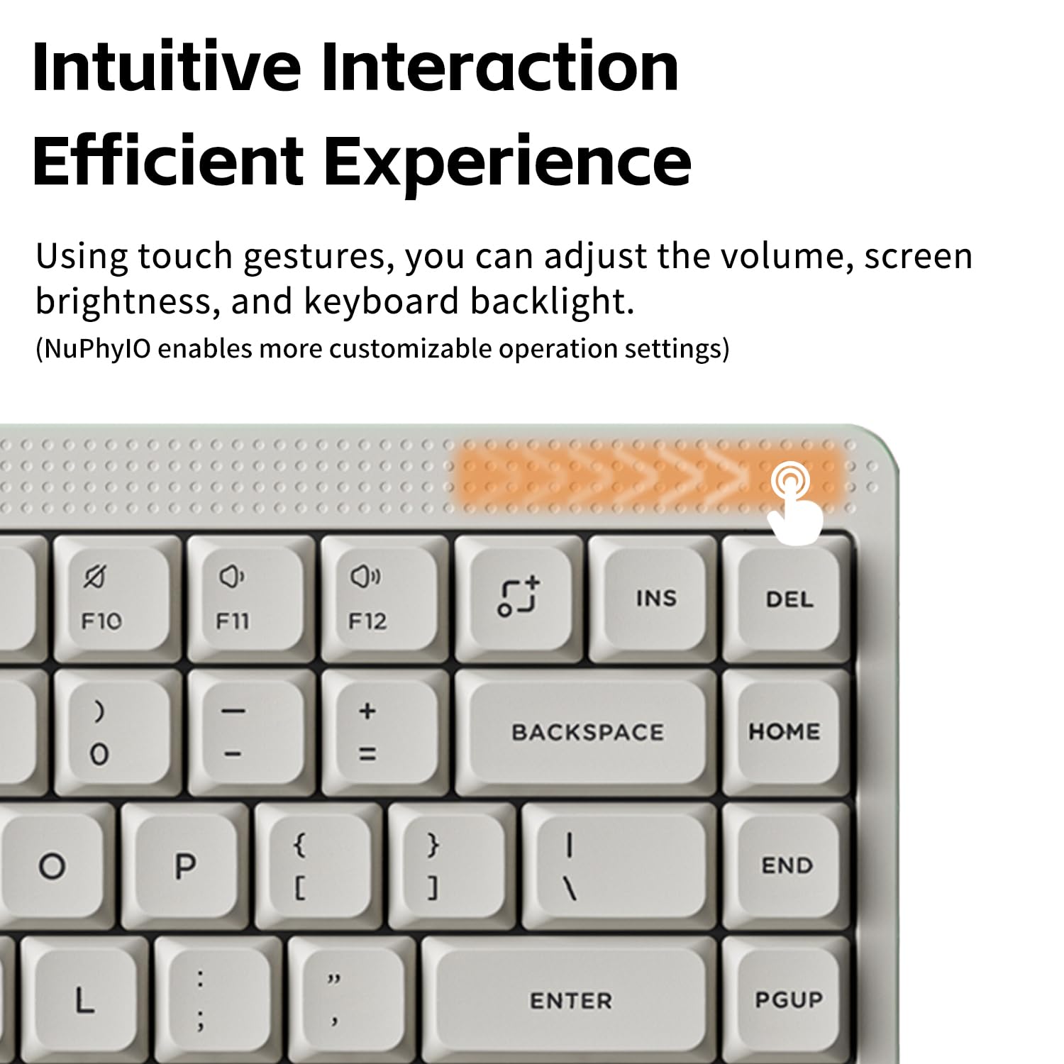 NuPhy Node75 Wireless Mechanical Keyboard, 75% Hot Swappable Custom Low Profile Keyboard, 84 Keys Computer Gaming Keyboards, Supports Touch Gestures, PBT Keycaps, RGB Backlit, Bluetooth/2.4GHz/USB-C - 4