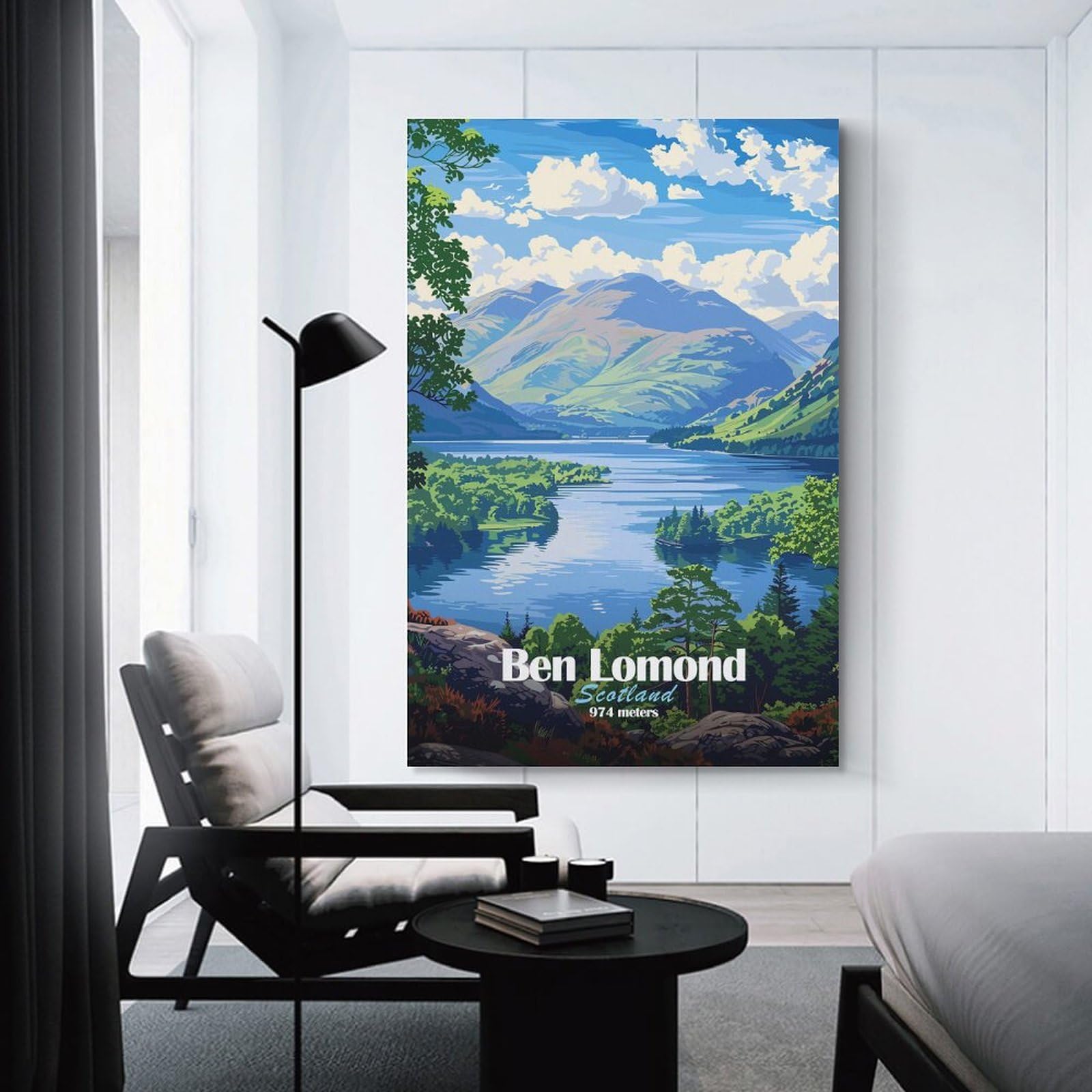 Junmoney Wall Art Print Ben Lomond Scotland, 20x30inch(50x75cm), for Hallway, Bedroom Or Modern Interiors, Thoughtful Wall Decor for Art Lovers