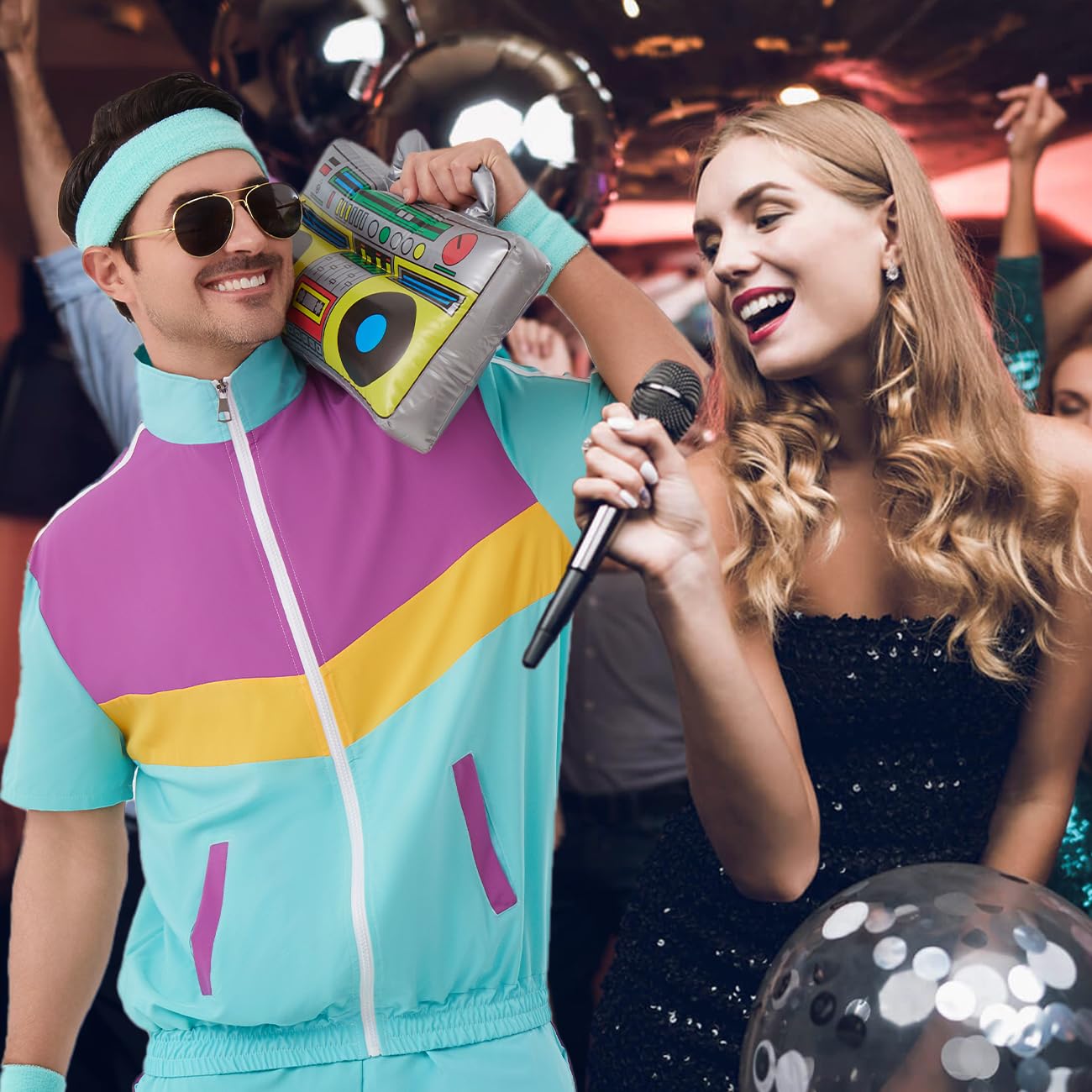Disfraz de los años 80 y 90 para hombre, chándal y pantalones cortos para hombre, chaqueta retro de los años 80, 90, disfraz para fiesta