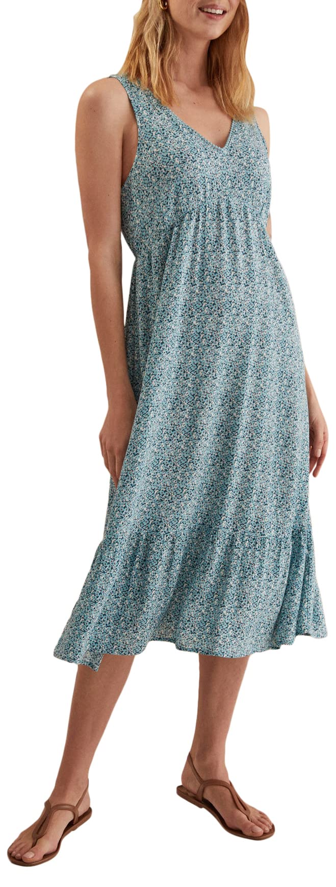 Women'secret Vestido Midi Flores Turquesa Mujer
