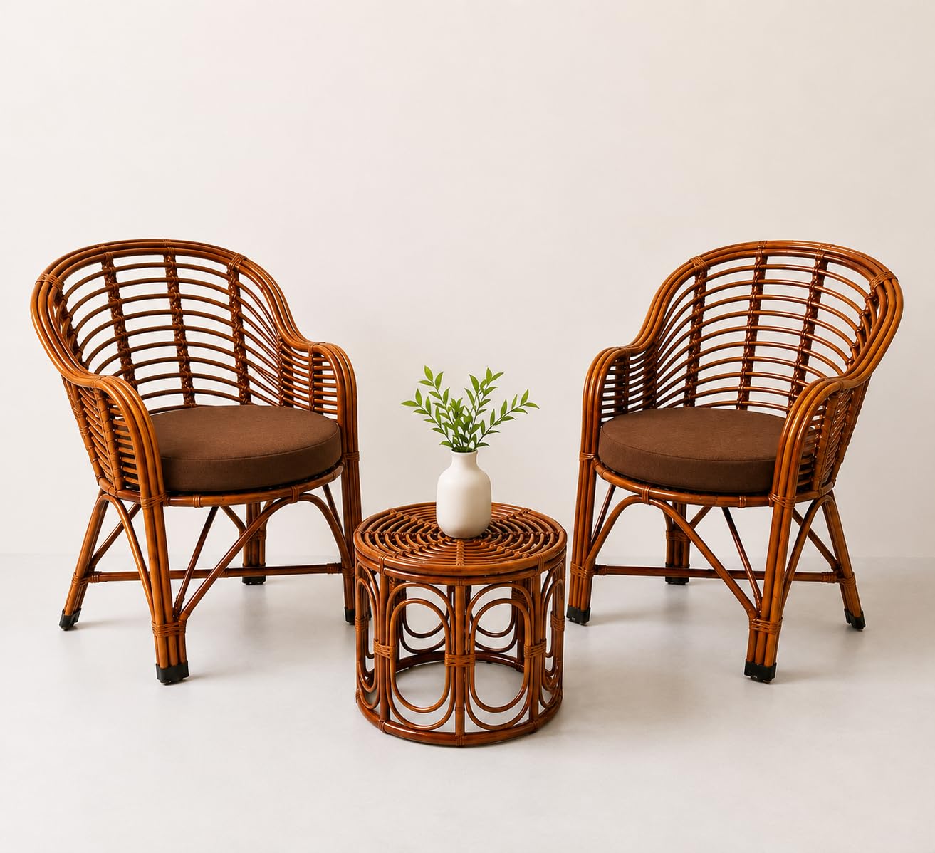 Bamboo Lawn Chair and Table Set, with Cushion, 2 Chairs & 1 Table, for Home and Garden-image-45