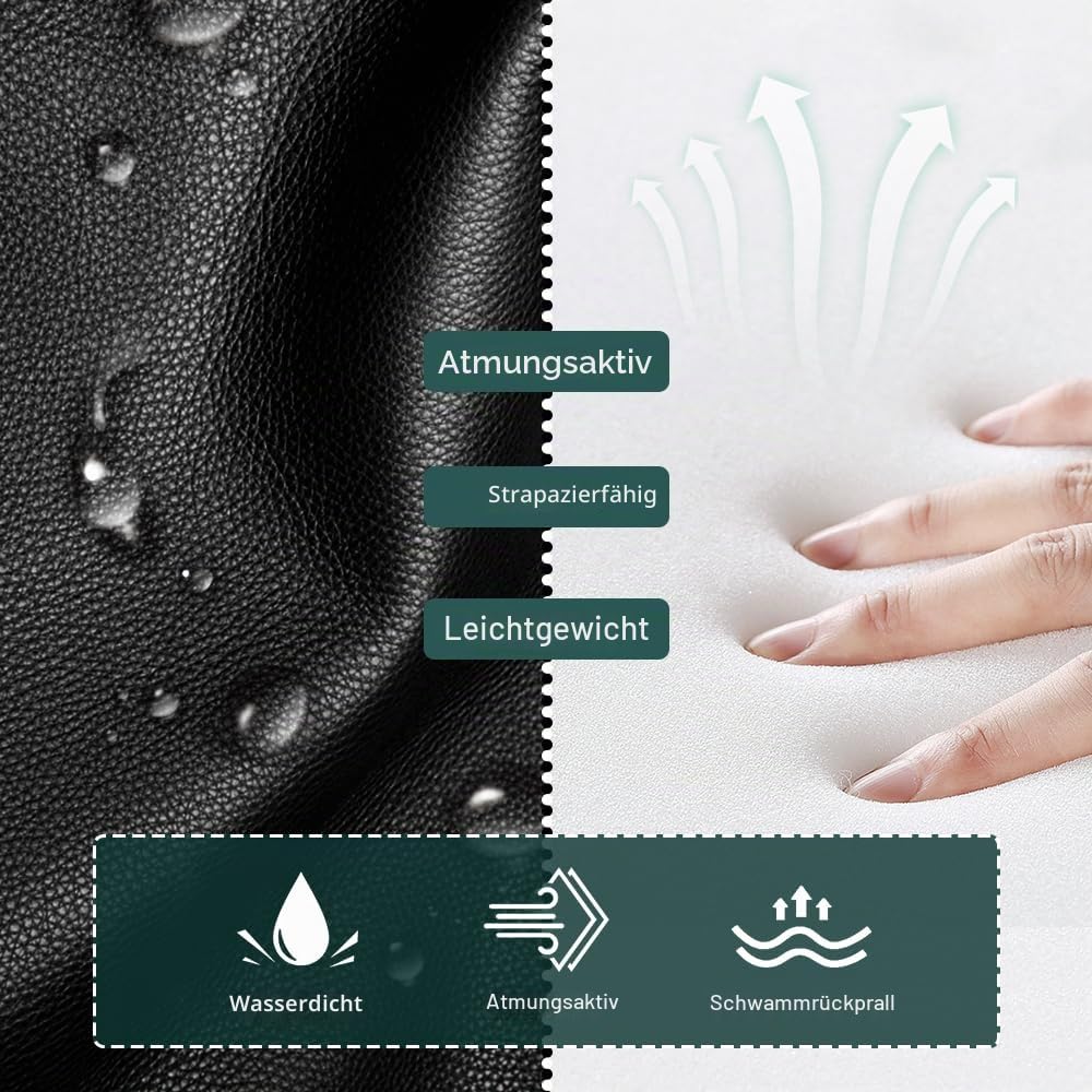 BFTOU Schwarzer Drehhocker aus PU-Leder mit Rollen, perfekt für Salon, Arbeit, Zuhause, Spa, Geschäft, höhenverstellbar und kostengünstig, Rollhocker, klein (schwarz)