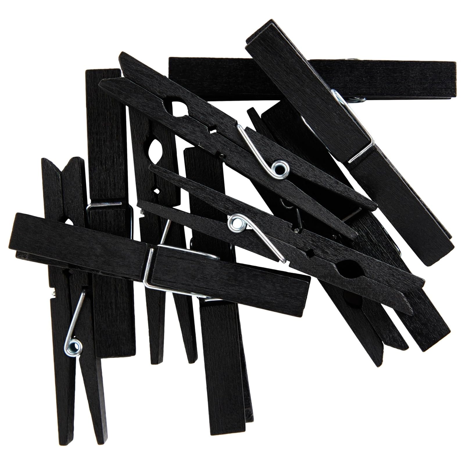 Juvale Confezione da 100 mollette in legno per appendere biancheria, artigianato, foto, colore nero, 10,2 cm