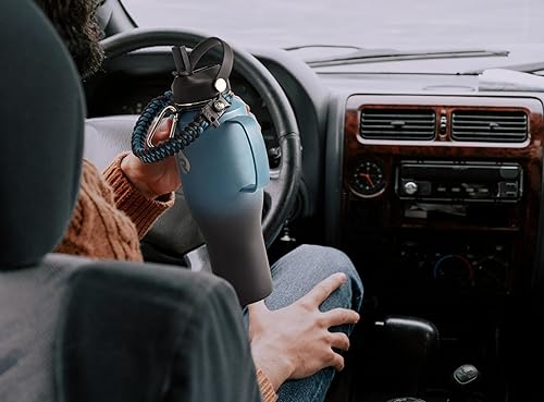 Miniatura 8 de Botella de agua de 40 onzas, vasos aislados con asa, tapa de popote y mango de paracaídas, triple pared al vacío, acero inoxidable de grado