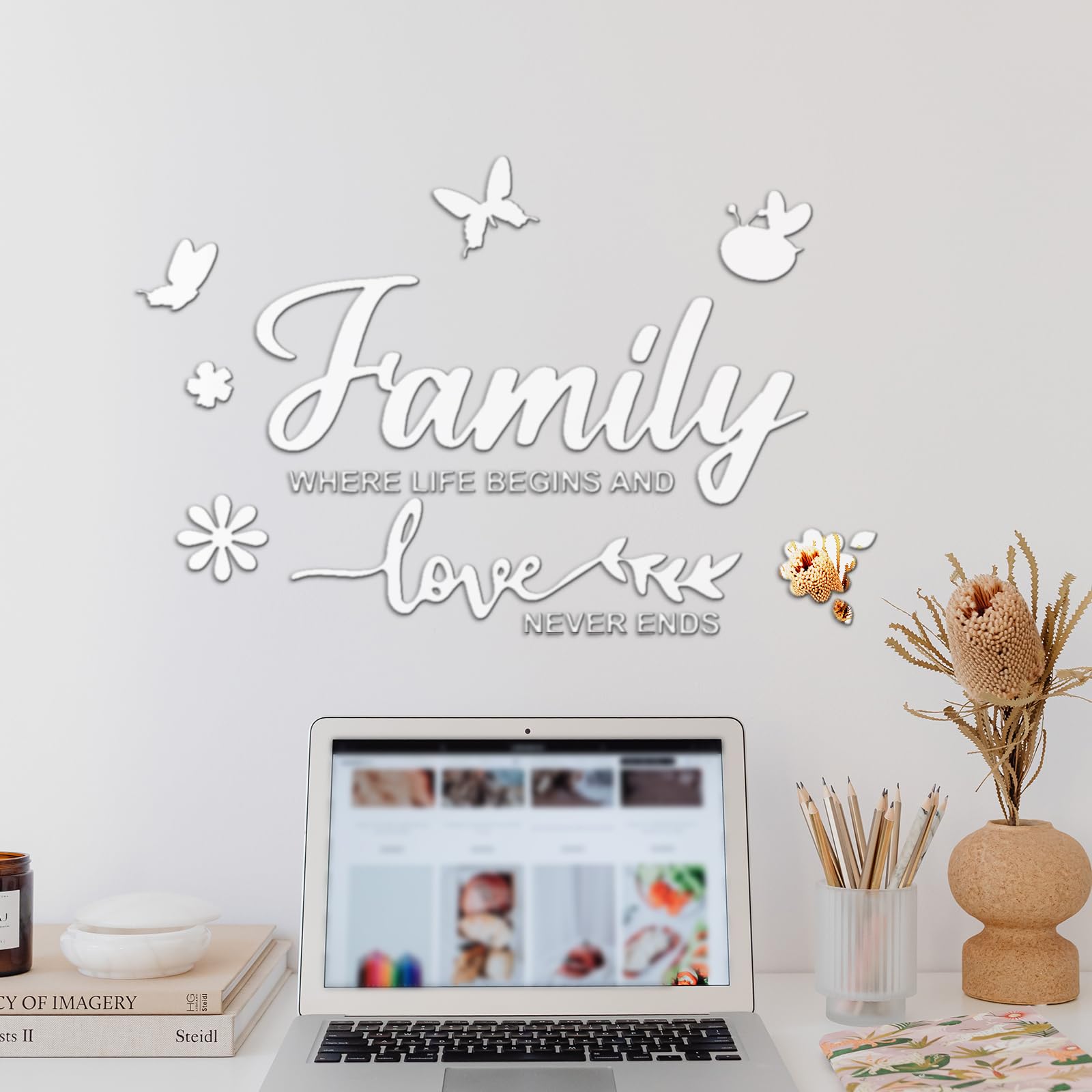 Fkereg Family Where Life Begins and Love Never Ends Mirror Wall Decal, Spiritual Wall Stickers Peel and Stick Quote Sayings - Image 4