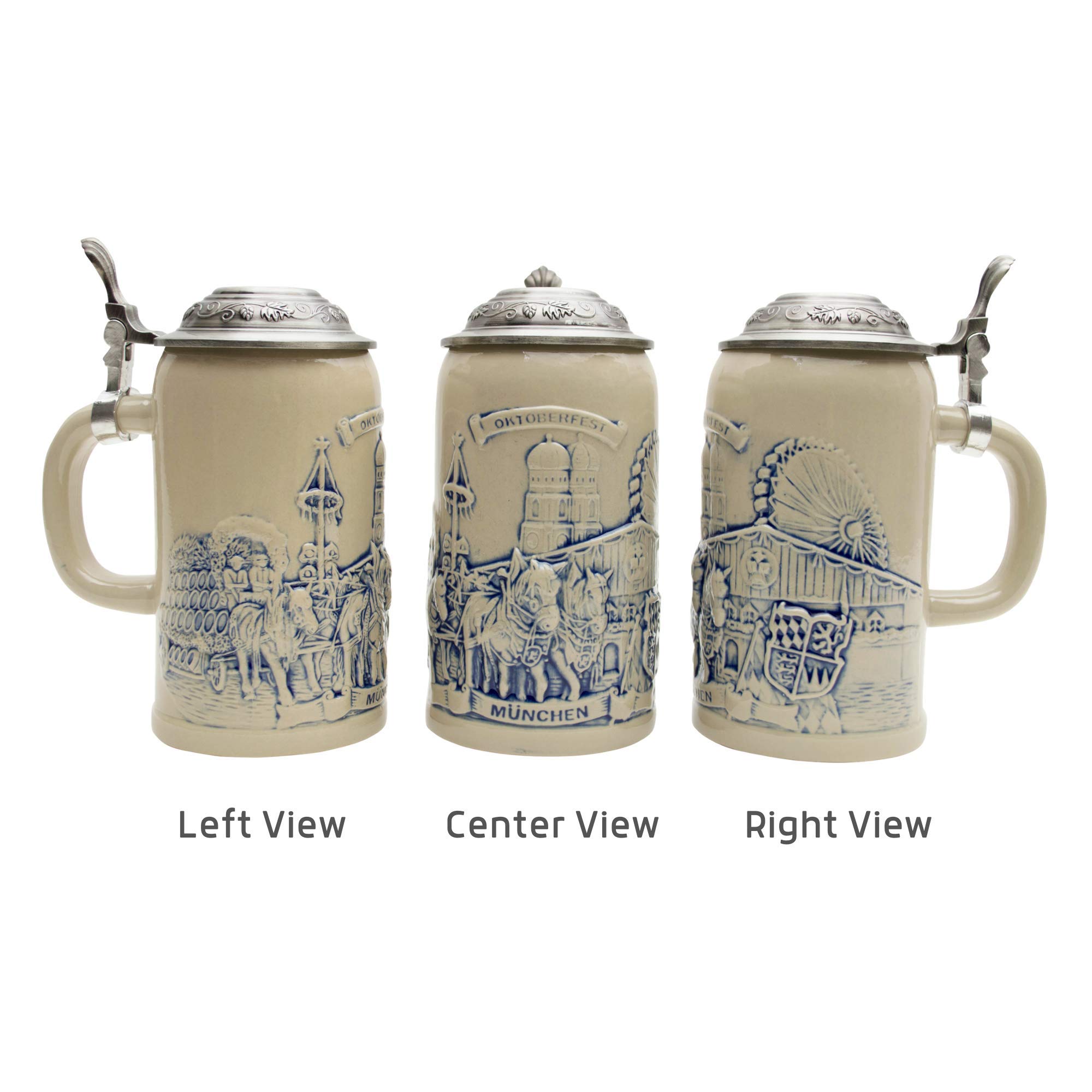 E.H.G - Taza de cerveza con tapa (cerámica, 5 L), diseño de cerveza Stein Munich