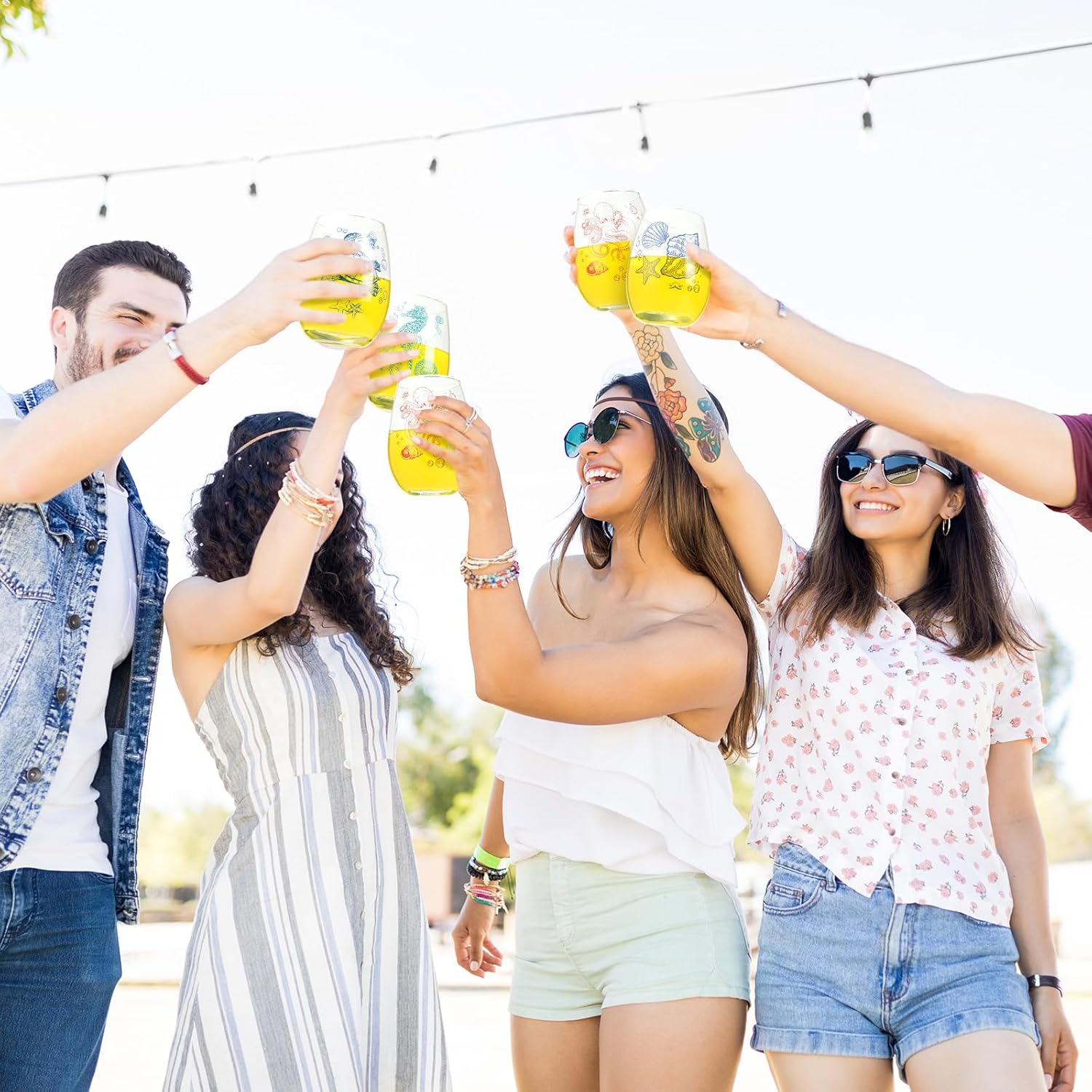 4 Pcs 19 oz Summer Sea Stemless Wine Glasses, Turtle, Starfish, Octopus, Conch Shell Glasses Gifts for Ocean Beach Sea Turtle Lovers Unique Drinking Wine Cups Birthday Gifts for Women Men - Image 6