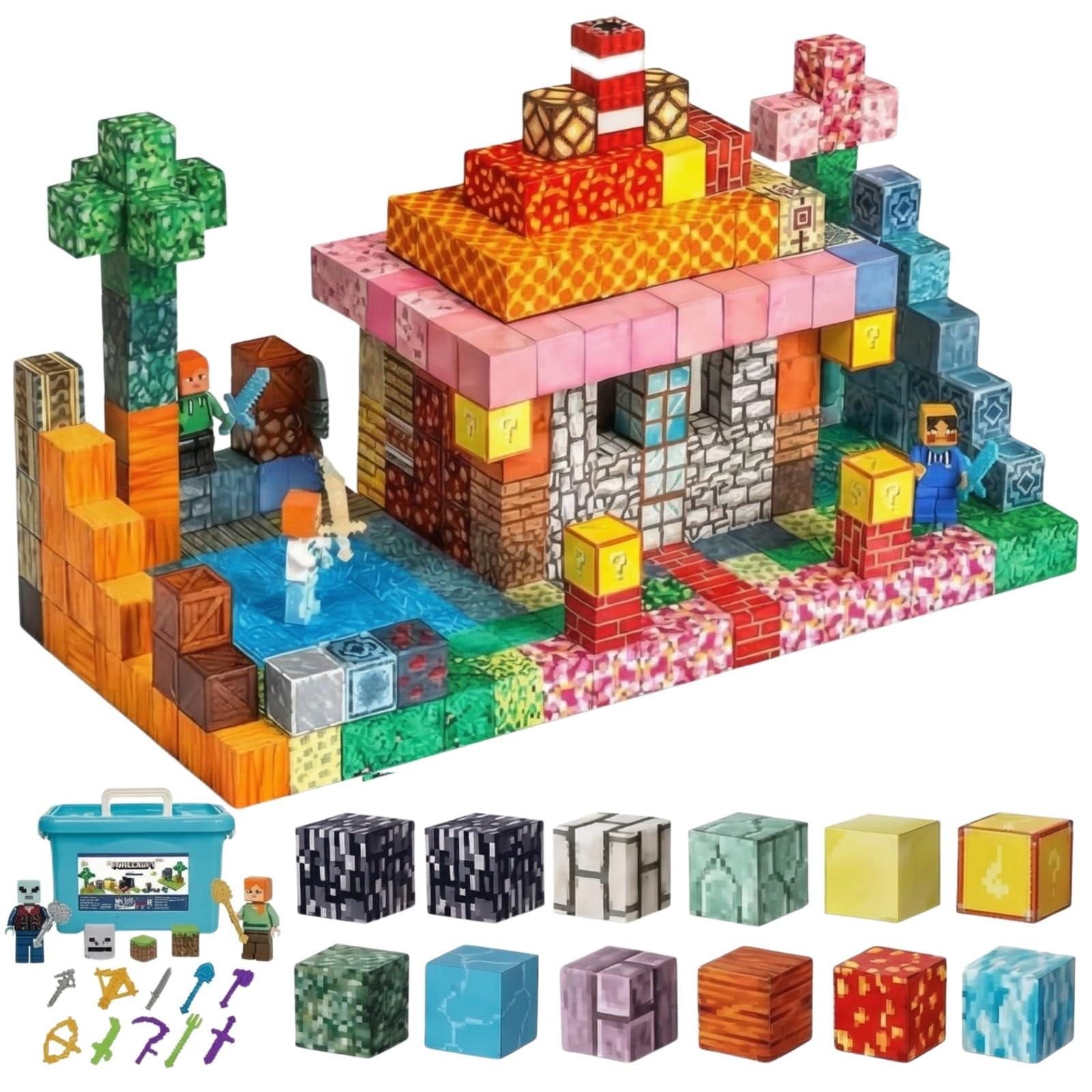 AB LUXE 158PCS Magnetic Blocks for Kids Magnetic Building Tiles STEM Set including Storage Box