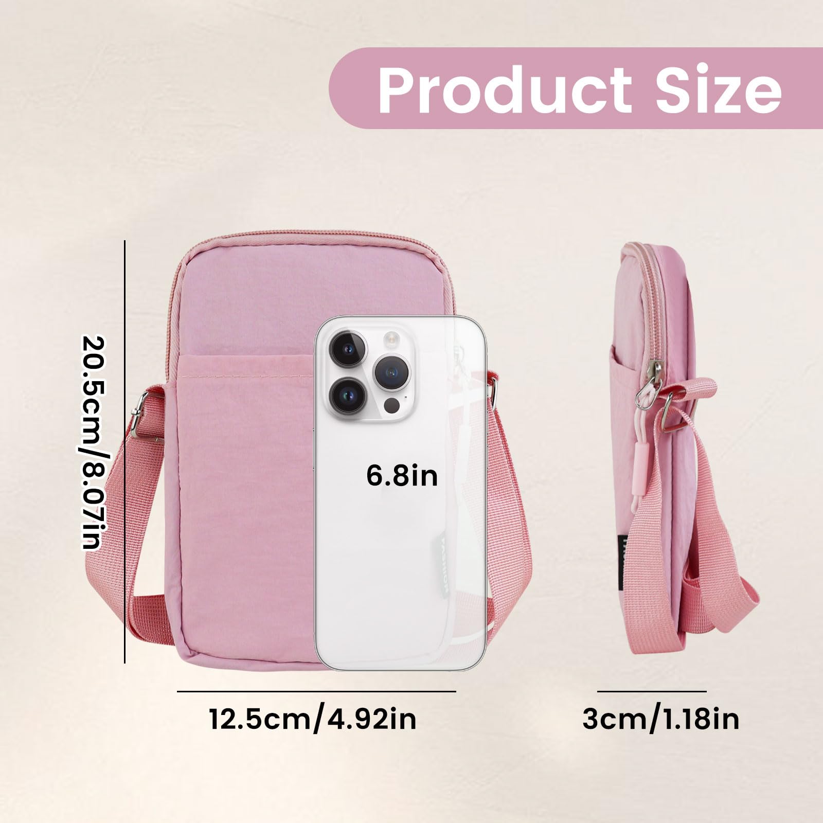 Torba na ramię, mała, lekka płócienna torba męska, torebka na telefon komórkowy z regulowanym paskiem nylonowym, modna mini torba na ramię, dla kobiet i mężczyzn