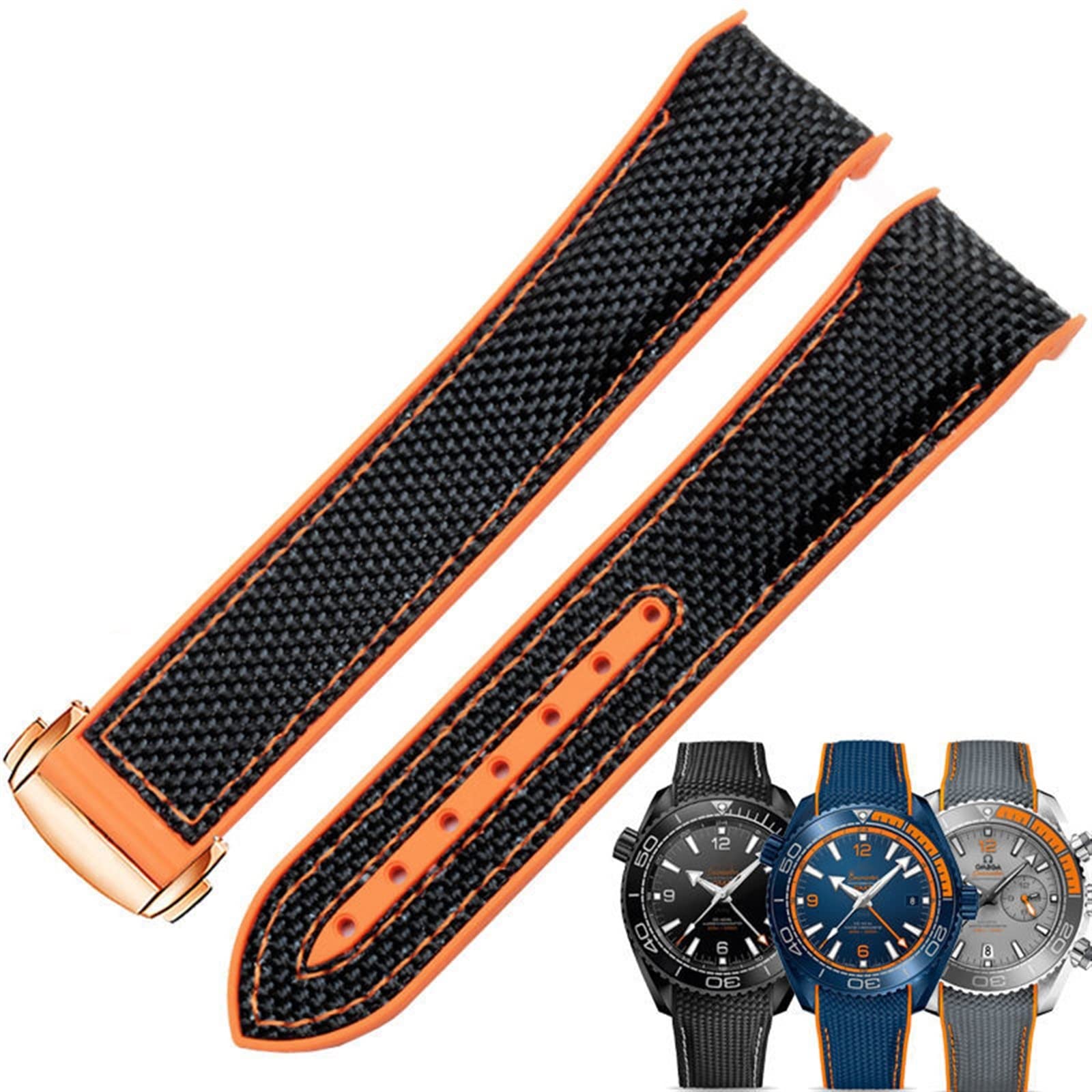 20mm 22mm bransoletka do zegarka dla Omega 300 SEAMASTER 600 PLANET OCEAN składana klamra silikonowy pasek nylonowy akcesoria do zegarków pasek do zegarka