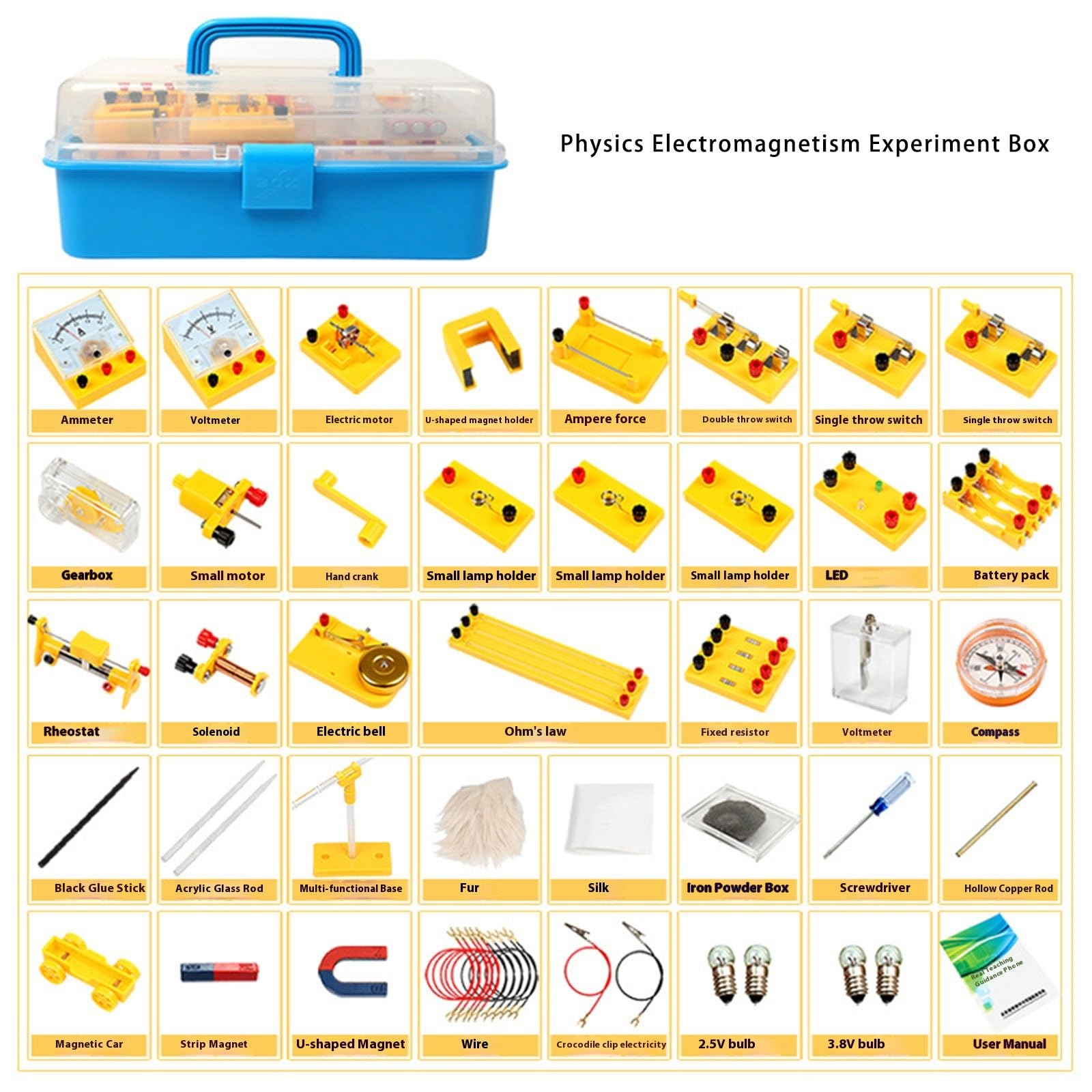 Experimentierkasten für Elektromagnetismus, umfassende Schaltung, Experimentierkasten, Physik, Lehrhilfe für Wissenschaftslabors, Klassenzimmer, Elektromagnetismus, Demonstration