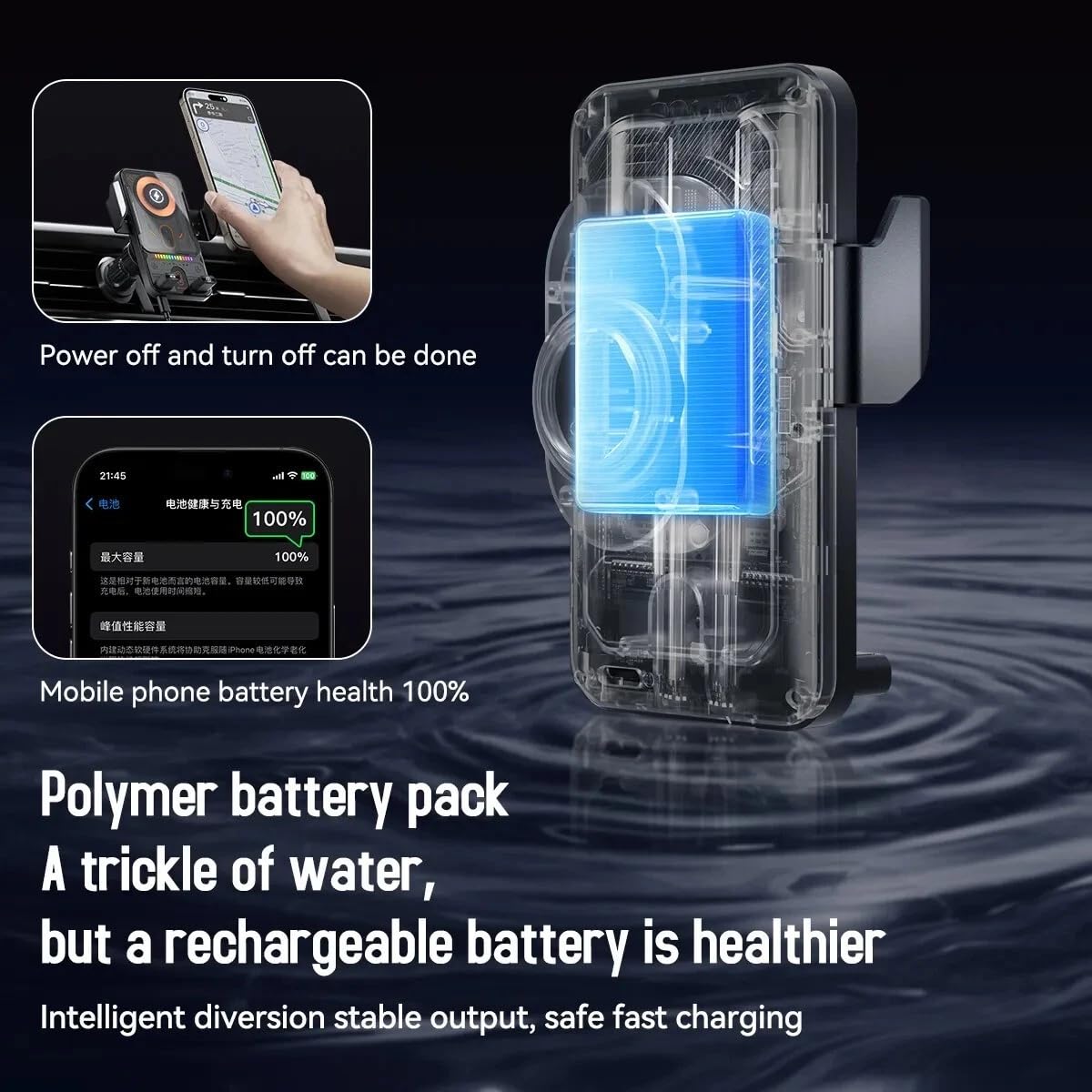 Cargador inalámbrico de coche con detección automática y rotación inteligente, carga rápida de 15 W, soporte universal para teléfono de ventilación y soporte de carga de abrazadera automática, estable
