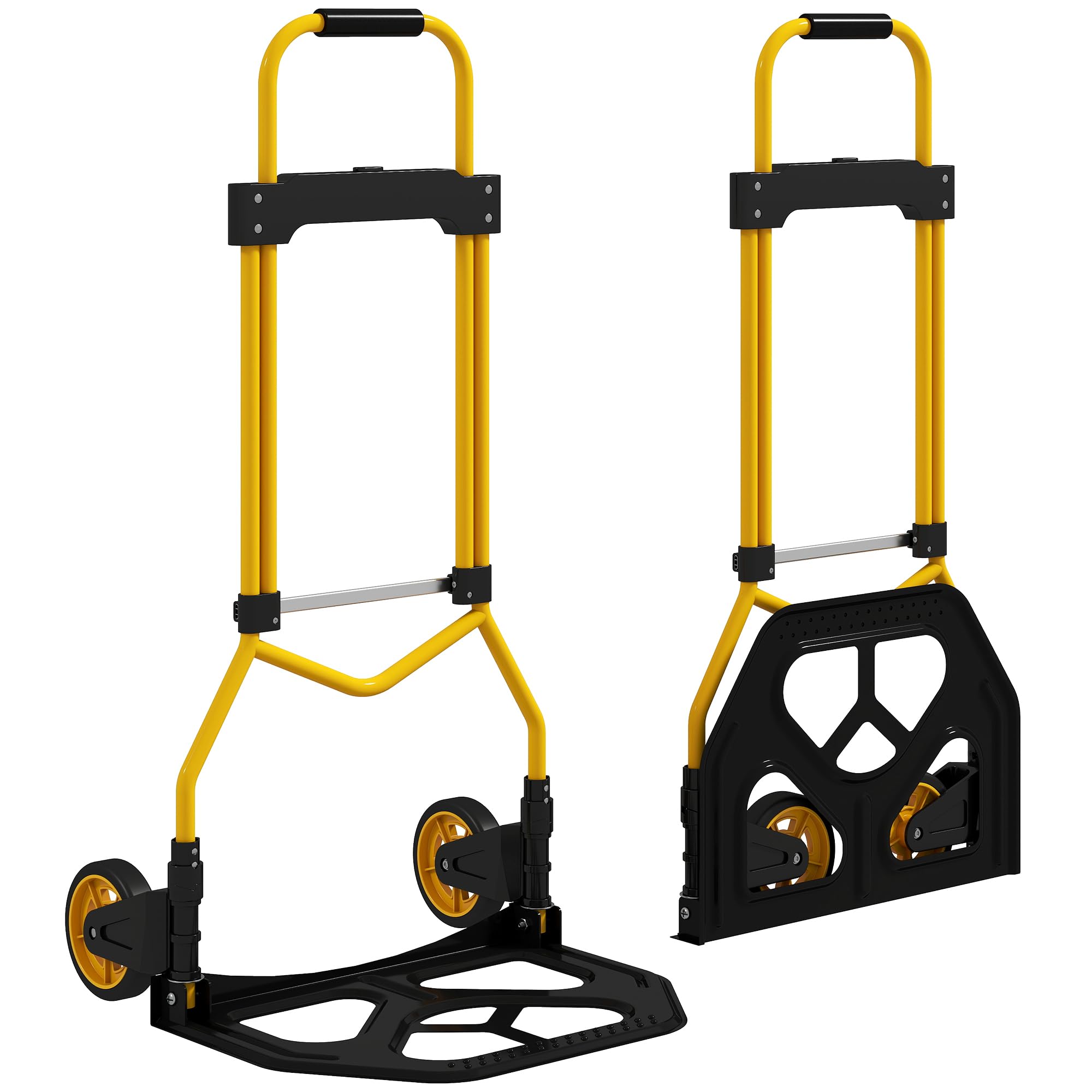 HOMCOM Carrello Portapacchi con Maniglia Telescopica Portata 60kg Giallo