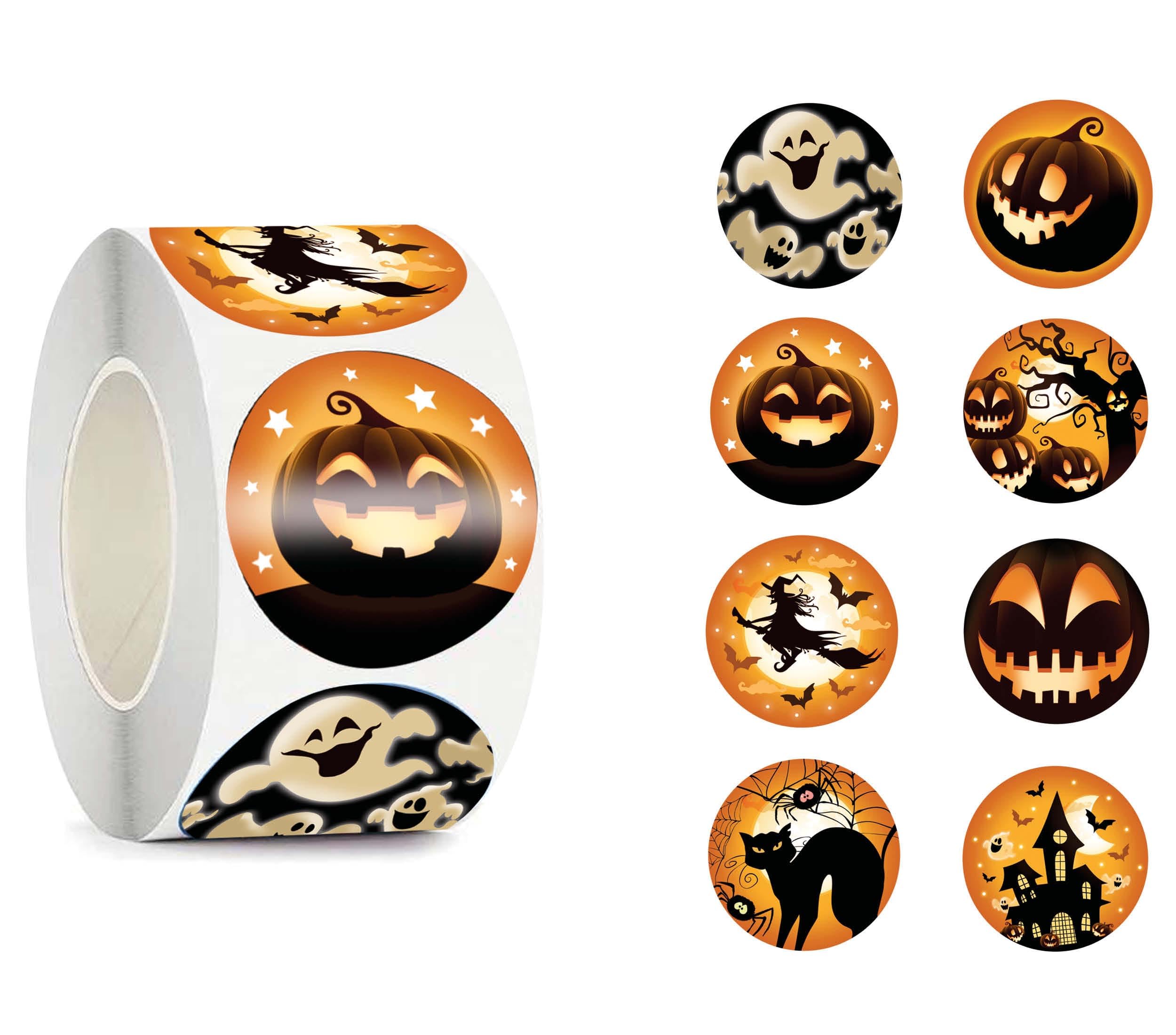FIESTAS GUIRCA | Roll of 200 Halloween Stickers - Trick or Treat Decoration and Fancy Dress Parties - Ideal for Halloween and Themed Celebrations - Accessory for Children and Adults - Multicolour