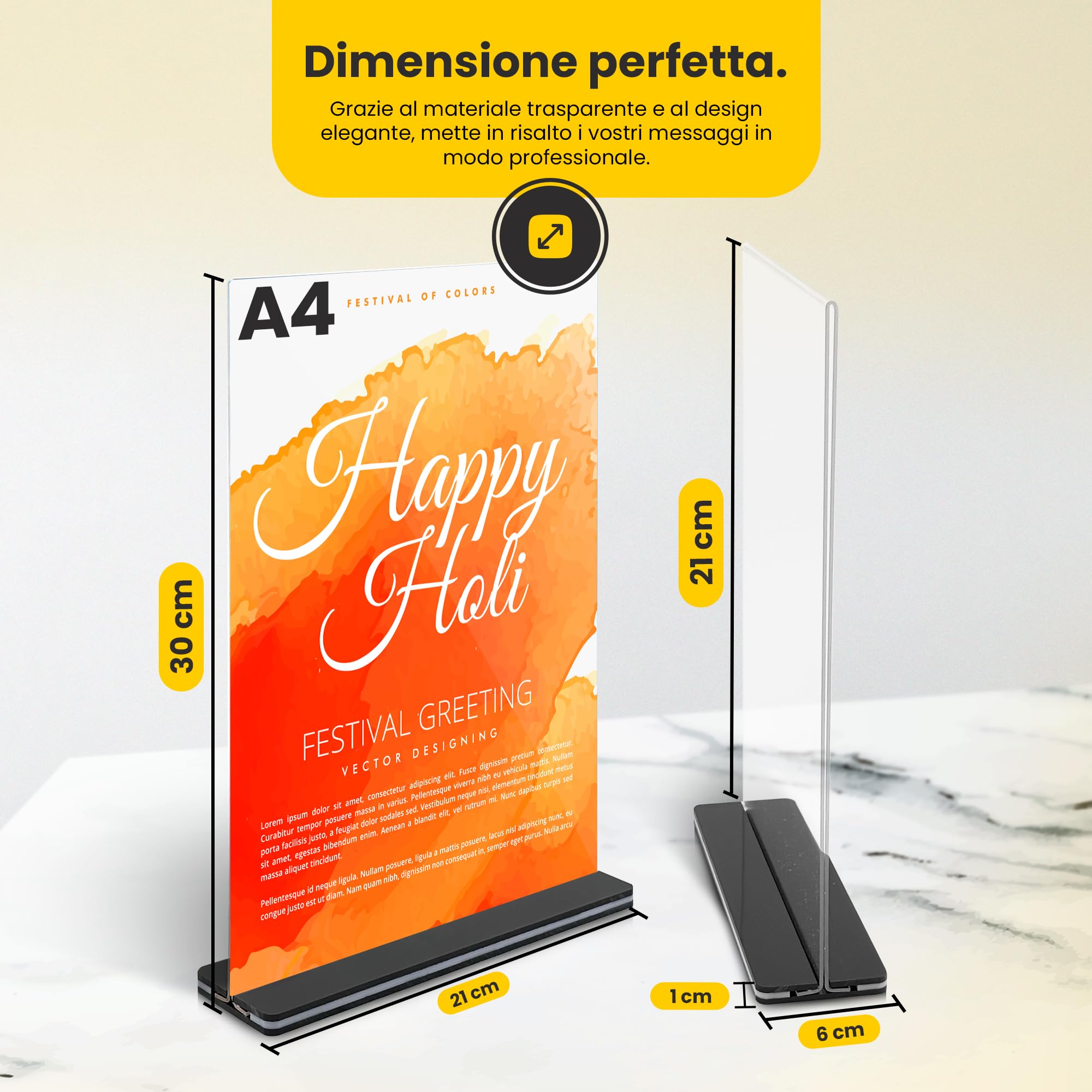 GOYAPRINT Portacartello in Acrilico A4 Pack 10 per Menu e Pubblicità - Espositore Trasparente da Tavolo per Cartelli, Brochure e Volantini - Porta Menu per Ristoranti, Uffici, Hotel ed Eventi (10, A4)
