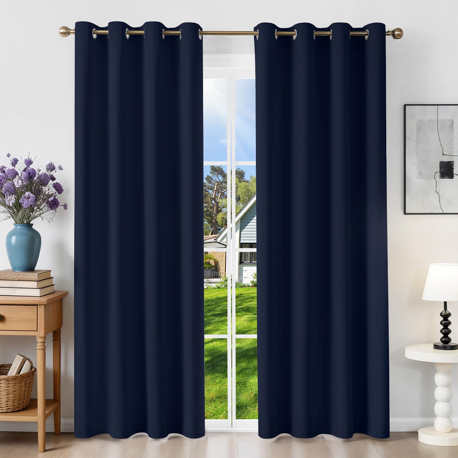 Runyéla Verdunklungsvorhänge mit Ösen Gardinen 2er Set, Vorhänge Blickdicht Thermovorhang Hitzeschutz, Ösenvorhang Thermogardine für Schlafzimmer Wohnzimmer Blackout Curtain