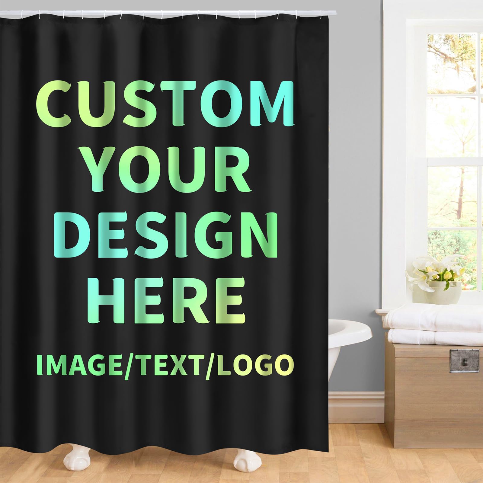 Custom Shower Curtain with Photo Personalized Shower Curtain Sets with 12 Hooks, Customized Waterproof Polyester Fabric Shower Curtain for Bathroom (Only Shower Curtain, 36x72in)