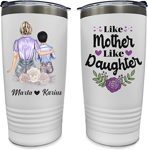 Vista 24 de Vaso de acero inoxidable personalizado con tapa (20 onzas) Best Friend,Mamá y 2 hijas,Mamá y 2 hijos,Mamá e hija,Mamá, hija e hijo,mamá e hijo