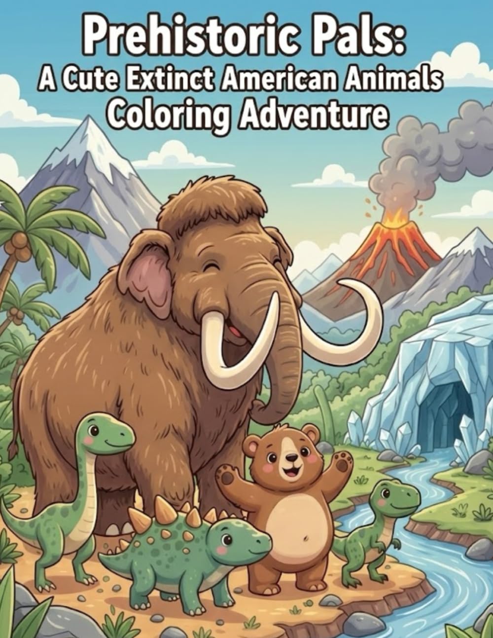 Prehistoric Pals: A Cute Extinct American Animals Coloring Adventure: Bold ＆Easy (Kawaii Prehistoric Adventure Series)