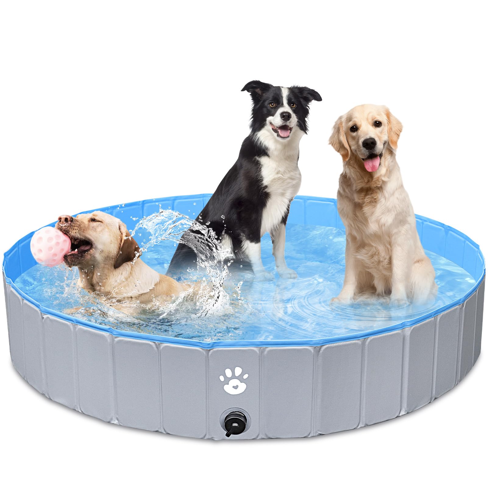 Gindoly Piscina para perros, plegable para perros pequeños, medianos y grandes, piscina infantil, bañera plegable para perros y gatos, resistente a la abrasión y antideslizante, 160 x 30 cm