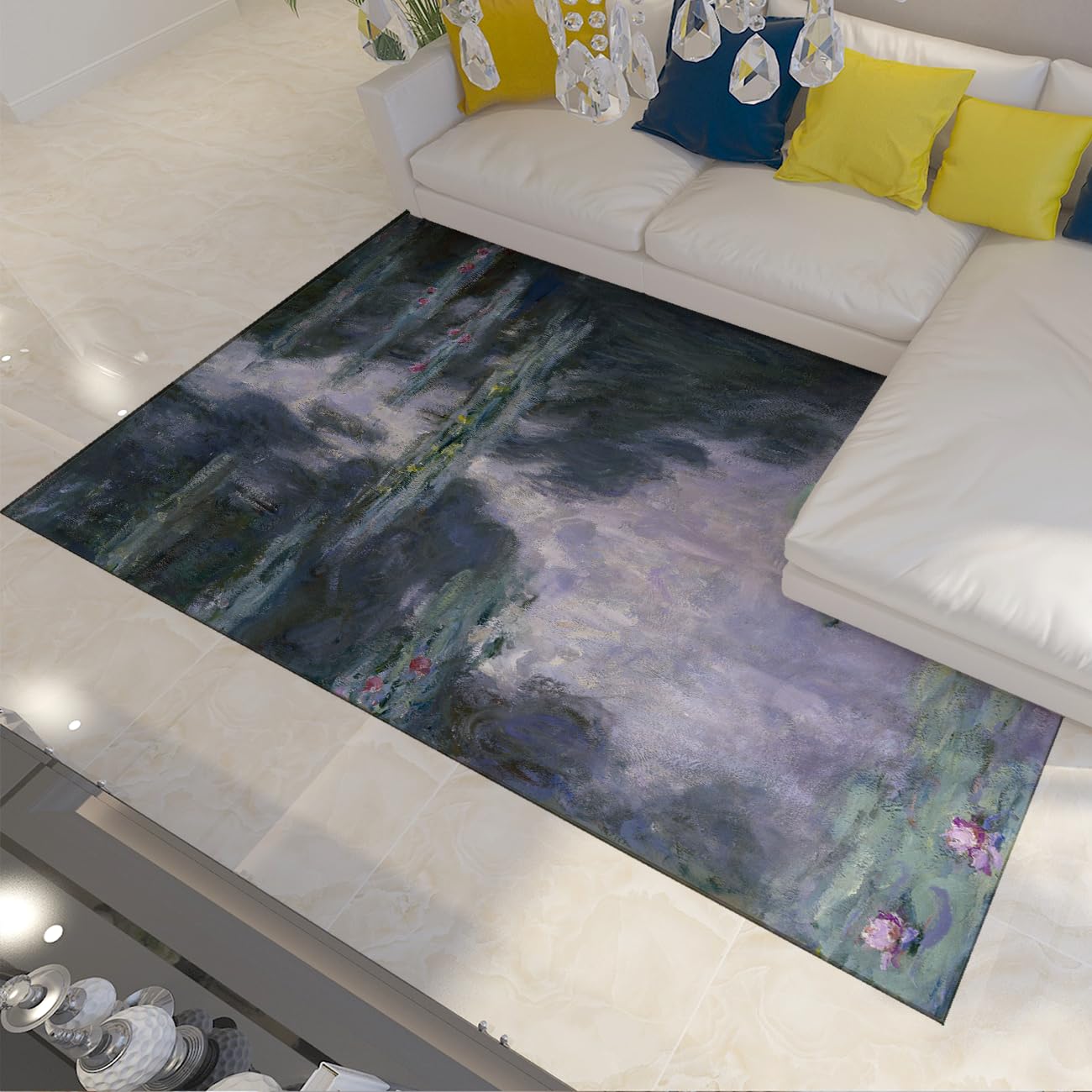 Tapis antidérapant Monet Nymphéas 60x90cm pour sécuriser le sol de la cuisine