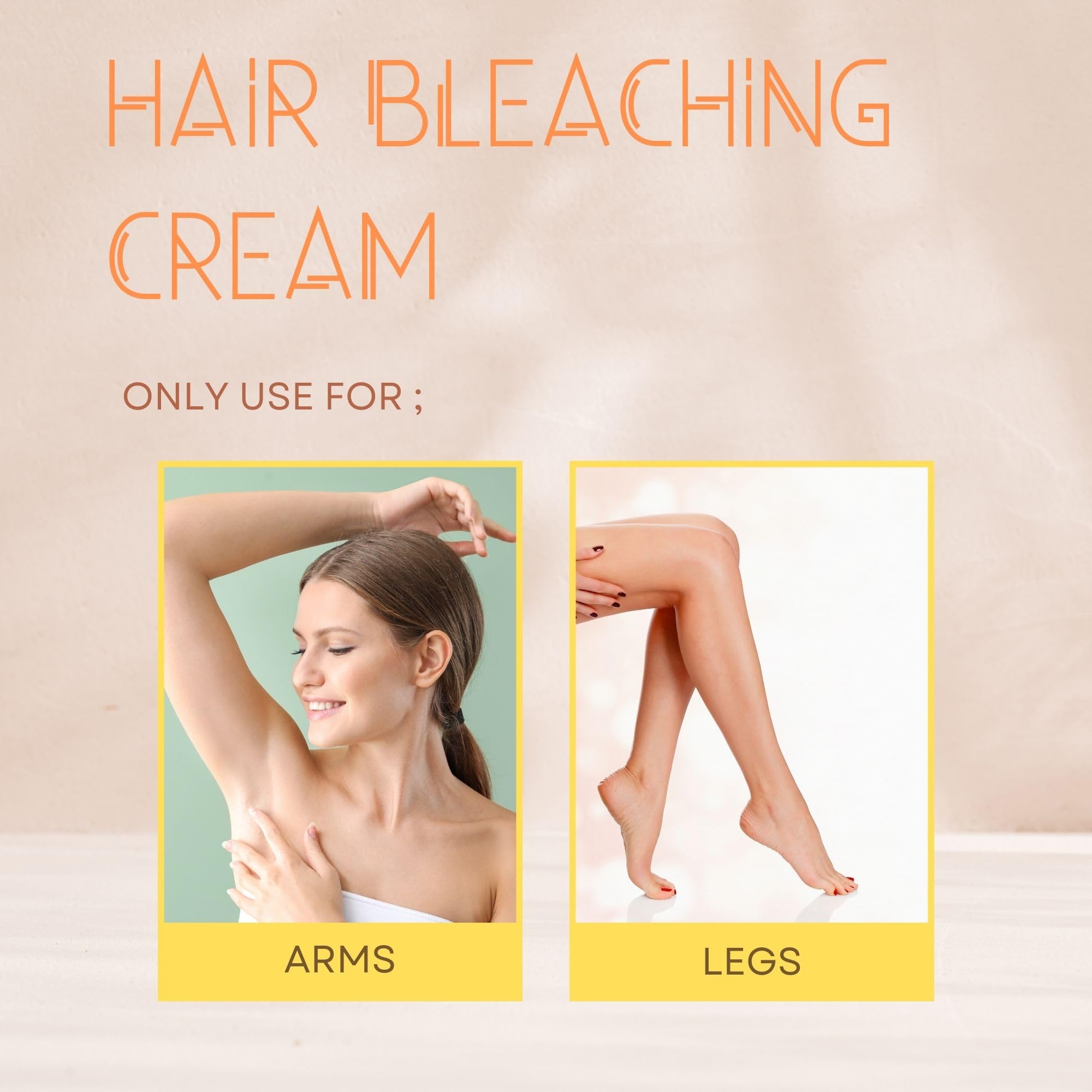 VHD Cream Hair Bleaching Kit for Arms & Legs - Lightens Normal Hair, 2 Bundles Set, Natural Chamomilla Blossom, Vitamin E, Body Hair Bleach for Women