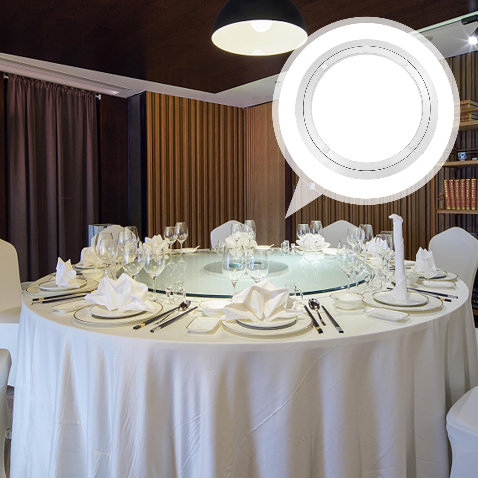 Gatuida Rodamiento Giratorio de Aleación de Aluminio Plateado de 10 Pulgadas (250 X 8,5 Mm) para Mesa de Comedor, Base Giratoria de 360 Grados, Accesorio para Bandeja Giratoria Doméstica,
