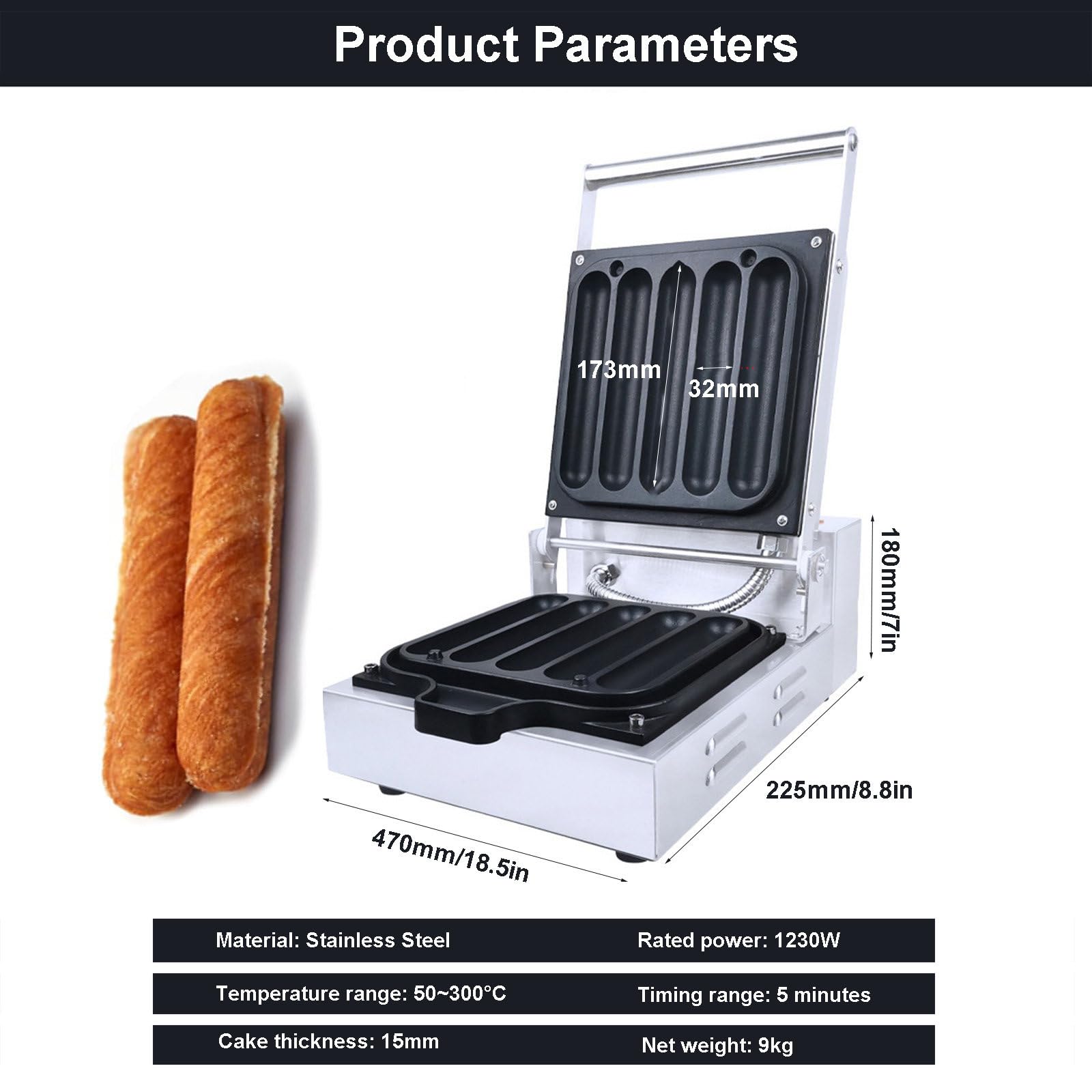 Máquina Comercial para Hacer Rollos De Salchichas Y Huevos/Máquina para Hacer Rollos De Pollo De Doble Cara para Palitos De Hot Dog Y Salchichas/Acero Inoxidable 1230W