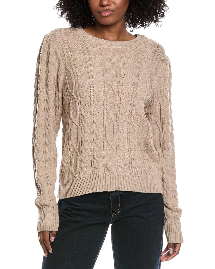 CHASER Womens Annira Cable Knit Sweater Xs Tan