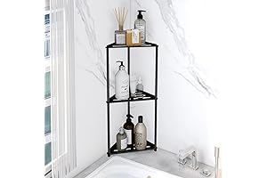 Standing Shower Caddy 3 Tier Corner Shelf - Rustproof Matte Black