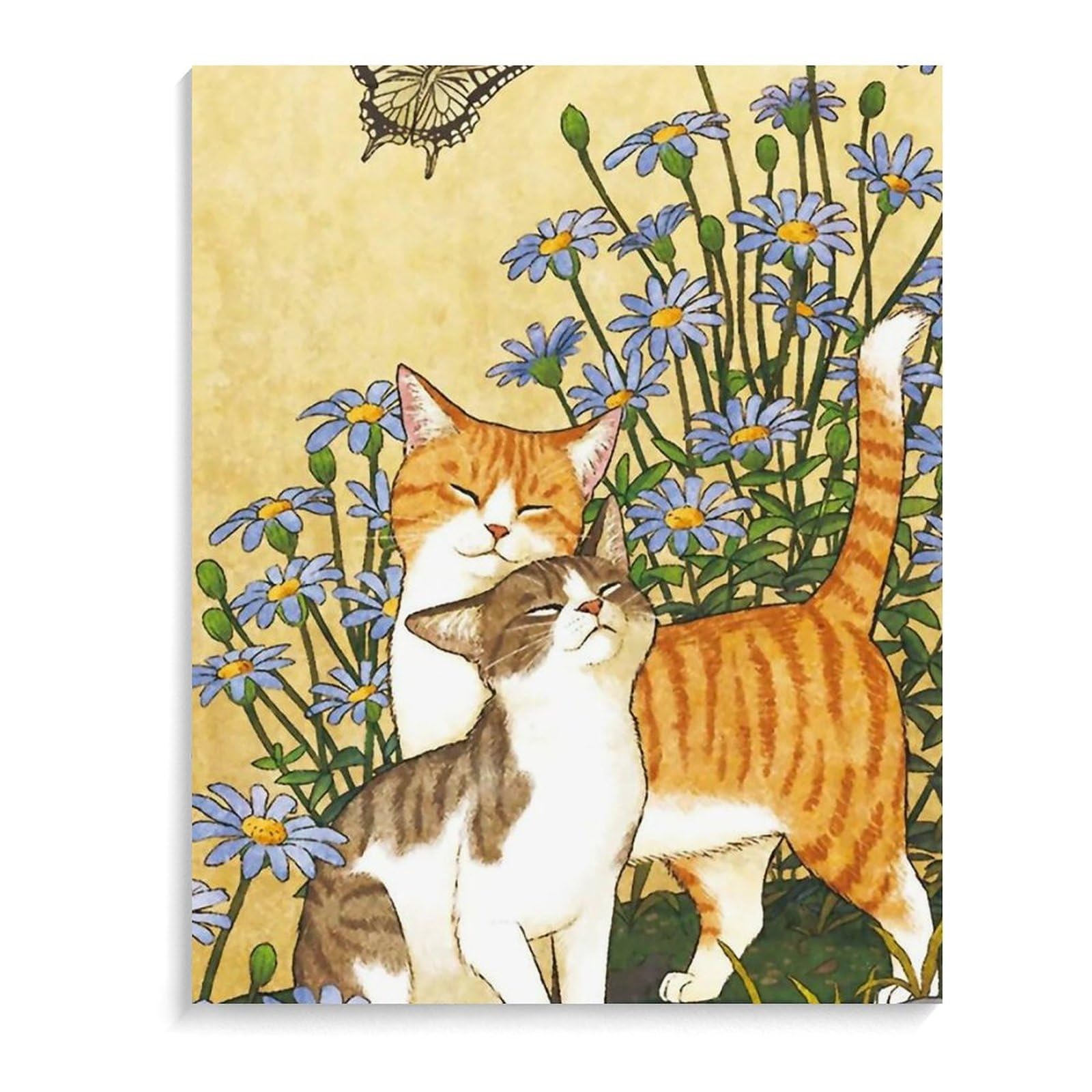 Amazon.co.jp: 油絵 数字キット塗り絵 可愛い 猫2匹 ネコ 菊 