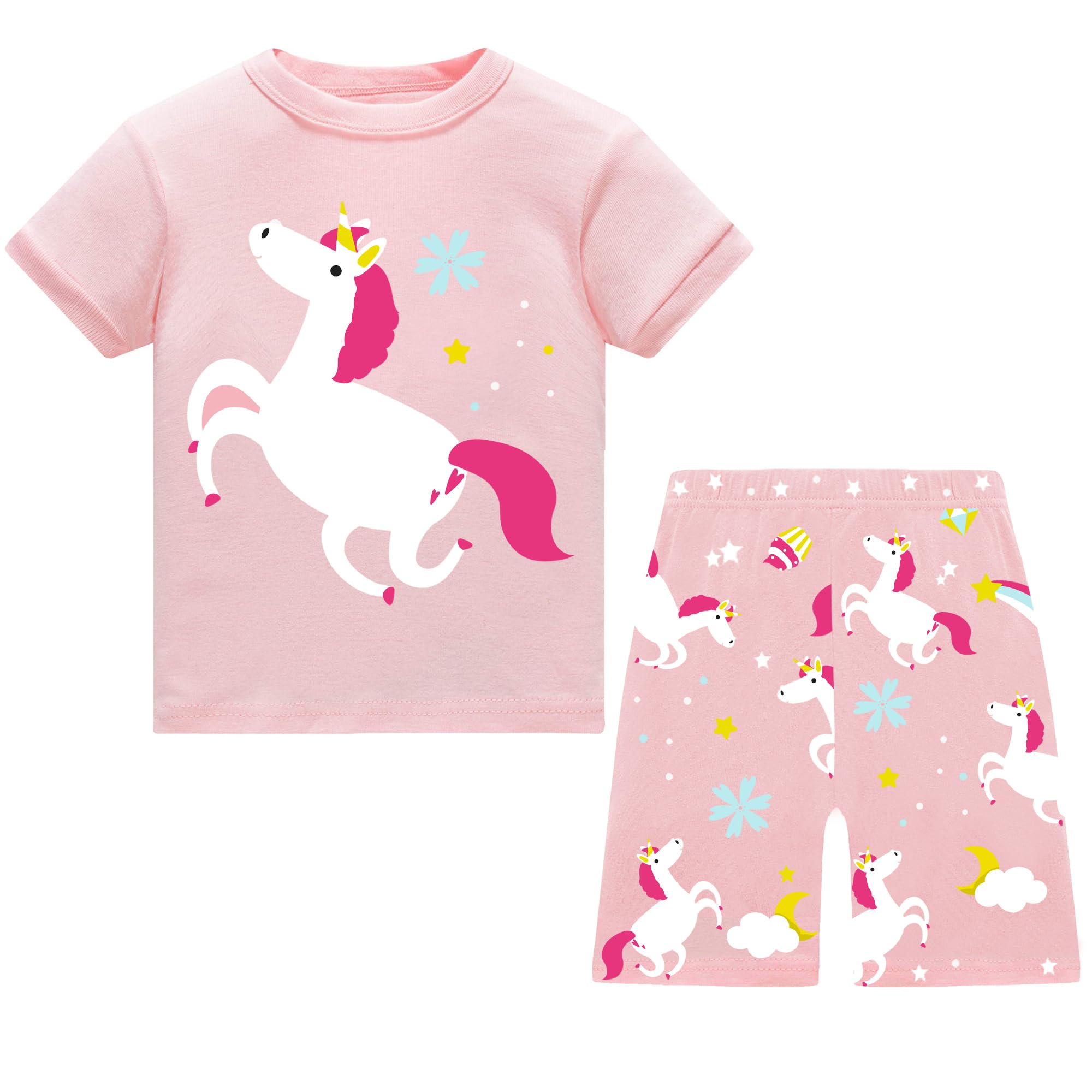 Meisjespyjama, zomershorts, sets eenhoorn, 100% katoen, nachtkleding