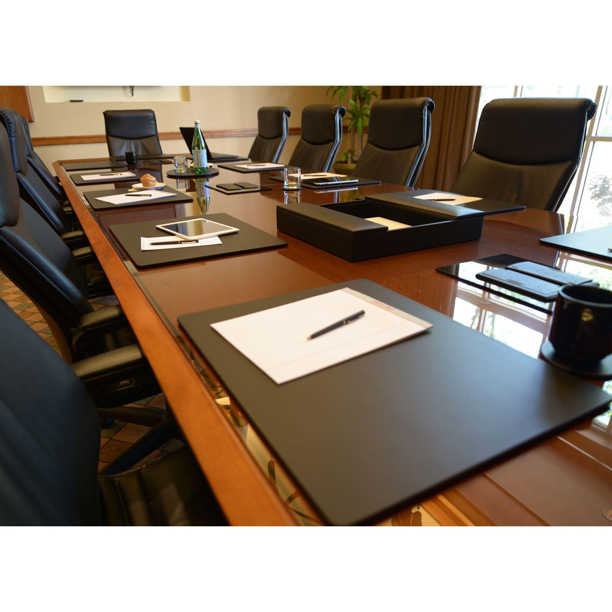 Dacasso Classic Black Leather 14" X 11.5" Luxury Conference Table - View #6