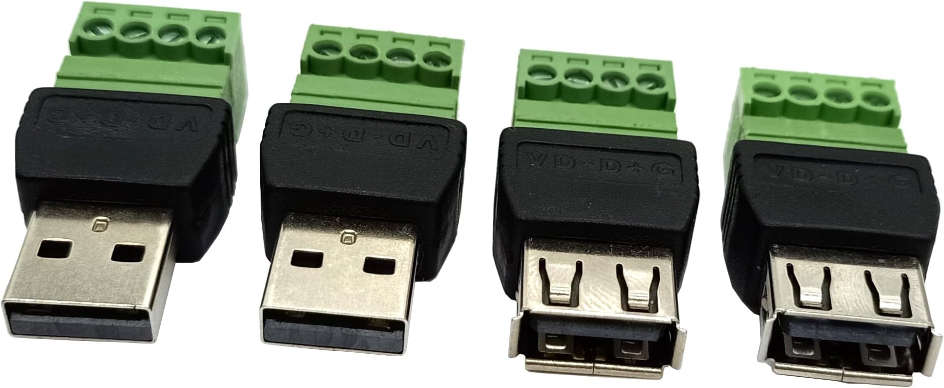 Qaoquda 4Pack USB A Male & Female to 4 Pin Screw Terminal Solderless Bolt Screw Terminals Converter Charging Adapter