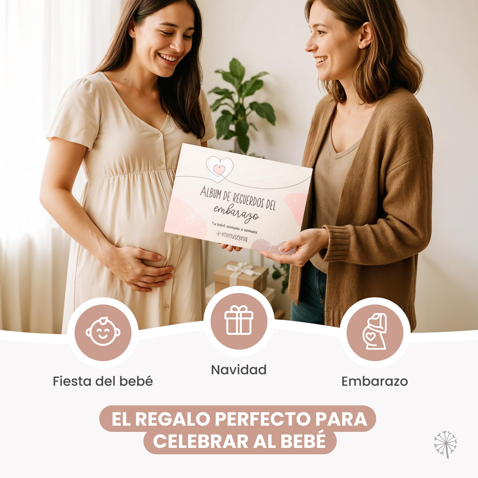 MIMUSELINA Diario Embarazo para Rellenar Cada Semana | Libro Embarazo Recuerdos con Fotos, Consejos, Pensamientos | Album Bebe con Pegatinas y Gestograma | Regalos Embarazadas Originales | Moderno