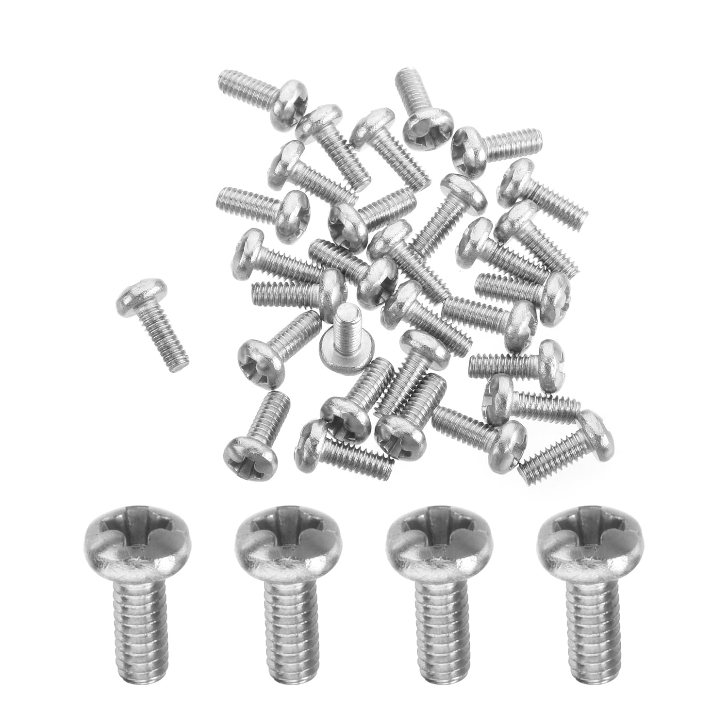 Photo 1 of MroMax 30Pcs M2 x 5mm Pan Head Phillips Machine Screws, 304 Stainless Steel 18-8, Fully Thread, Metric Silver Gray Cross Head Screws Bolts for Computers, Camera and Other Small Electronic Devices