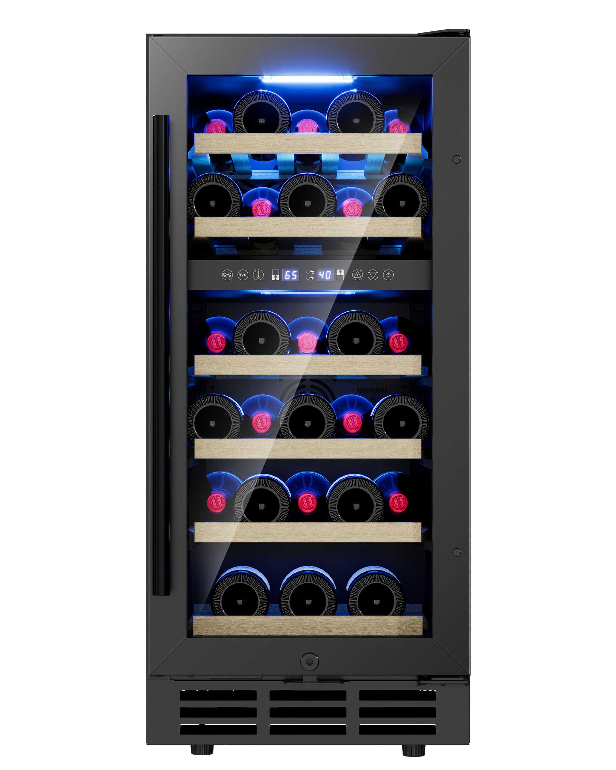 15 inch wine cooler refrigerator 30 bottle wine fridge with removable shelves wine fridge under counter for built-in or freestanding wine refrigerator with double-layer glass door for home office