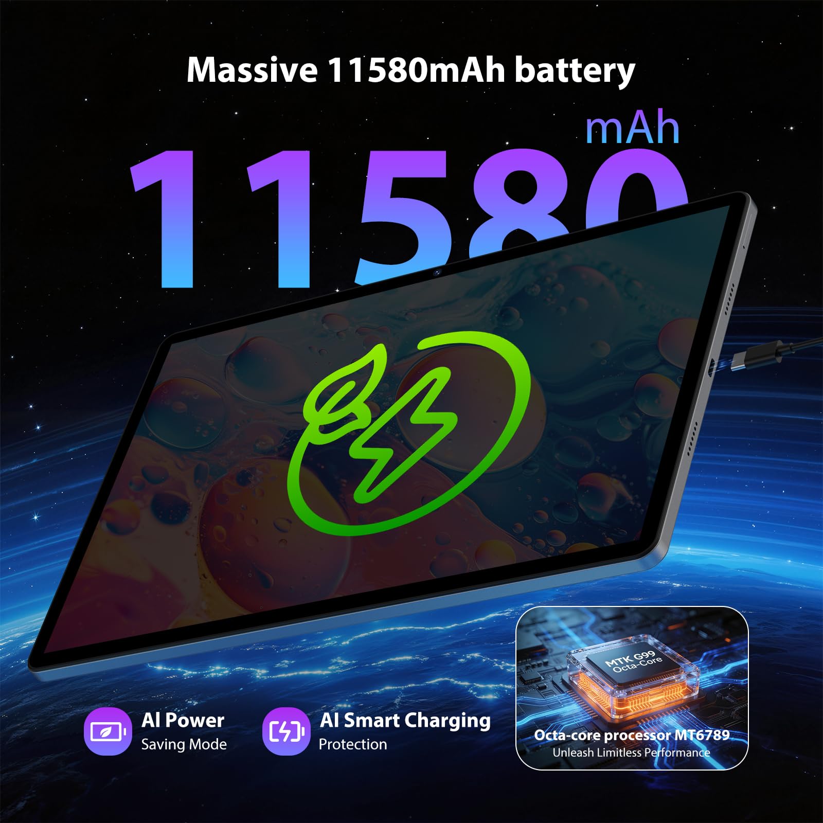 3K Tablet 13 Pulgadas Android 16 con 36GB RAM+512GB ROM(TF 2TB), 4G LTE & 5G WiFi,11580mAh/Octa Core/Gemini AI/13MP+8MP/18W/90Hz/GPS/Widevine L1/BT 5.0, Tablet con Teclado, Gris