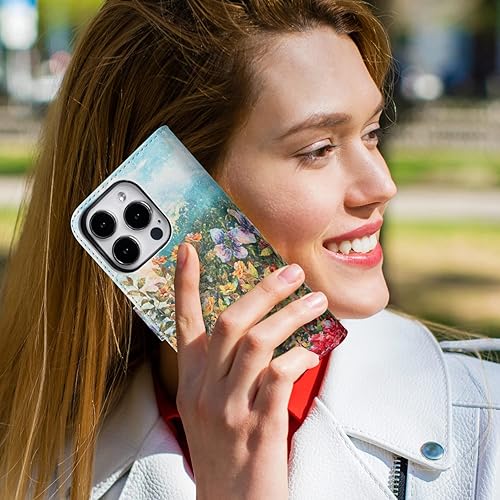 Miniatura 7 de DorisMax Funda tipo cartera para iPhone 14 Pro, funda desmontable con tapa y bloqueo RFID, 4 ranuras para tarjetas, soporte magnético de piel