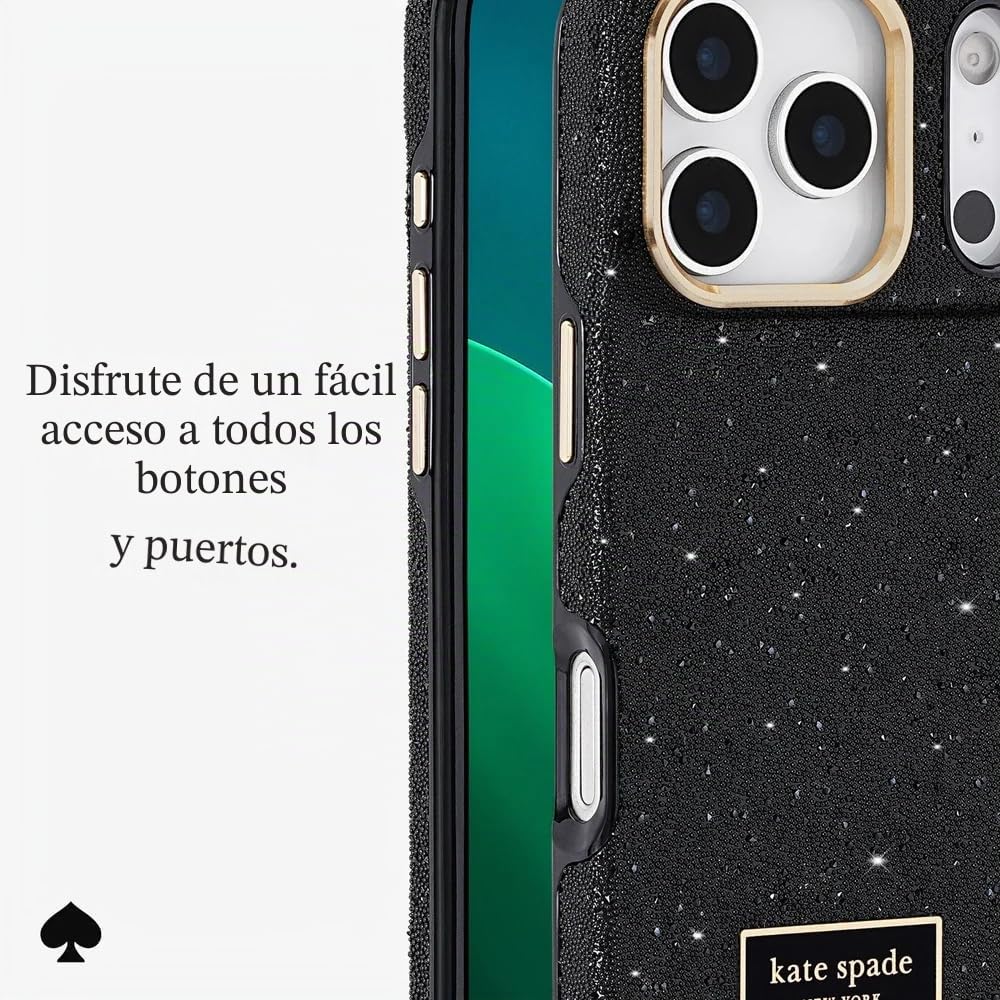 Kate Spade New York Funda para iPhone 17 Pro MAX, Compatible con MagSafe, Funda de teléfono de diseño, Crystal Pave Nightfall