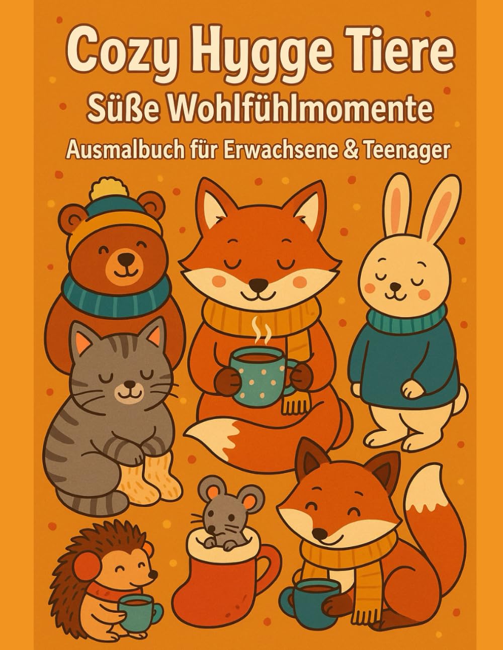 Cozy Hygge Tiere – Süße Wohlfühlmomente: Ausmalbuch für Erwachsene & Teenager